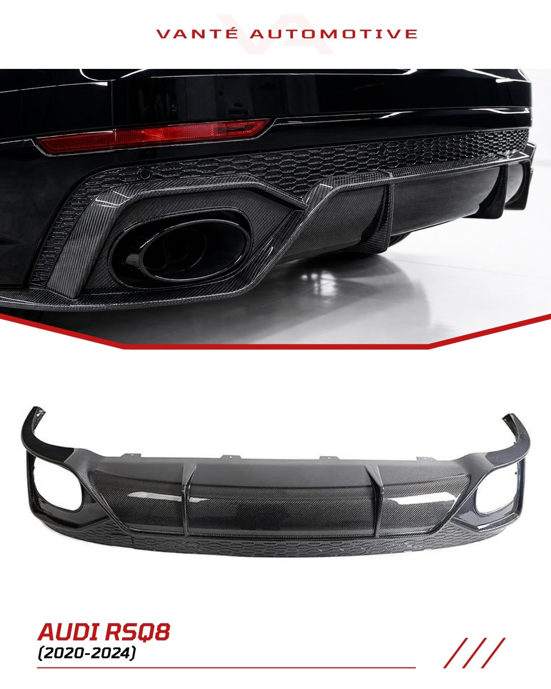 Difusor de parachoques trasero de repuesto de fibra de carbono para Audi RSQ8 4M