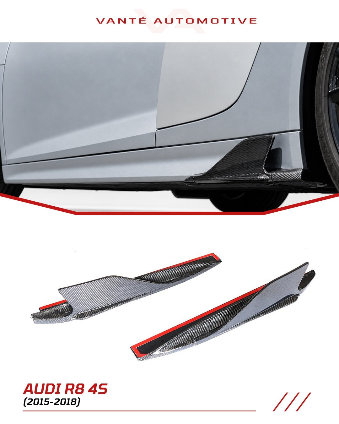 Audi R8 4S Aletas Laterales de Parachoques de Fibra de Carbono