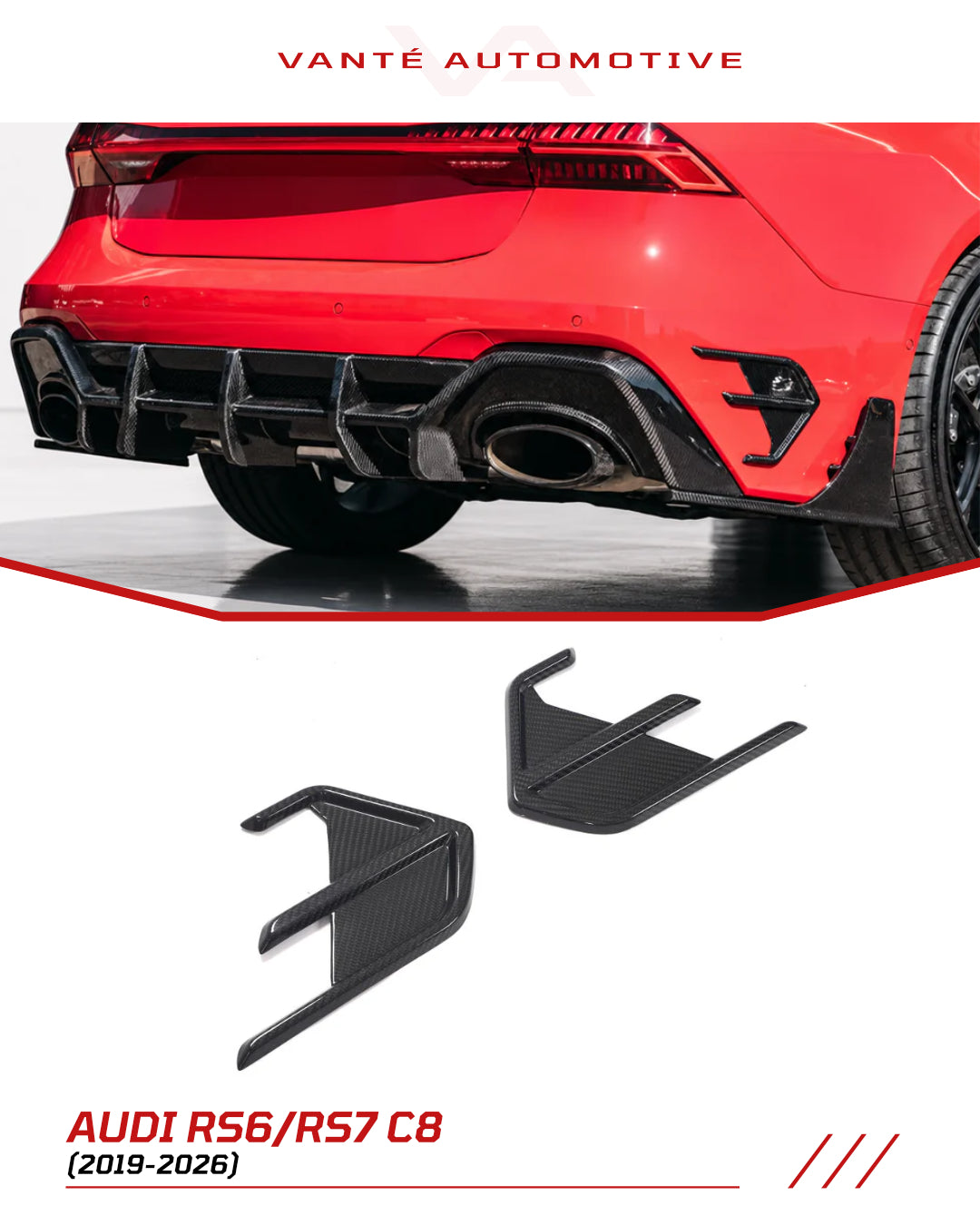 Audi RS6/RS7 C8 Carbon Fibre Rear Bumper Trim (Diffuser/Vents)
