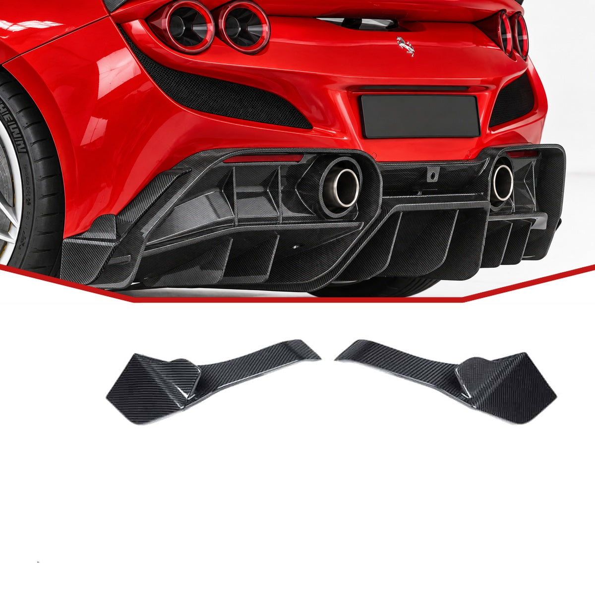 Ferrari F8 Tributo Carbon Fibre Rear Side Splitters