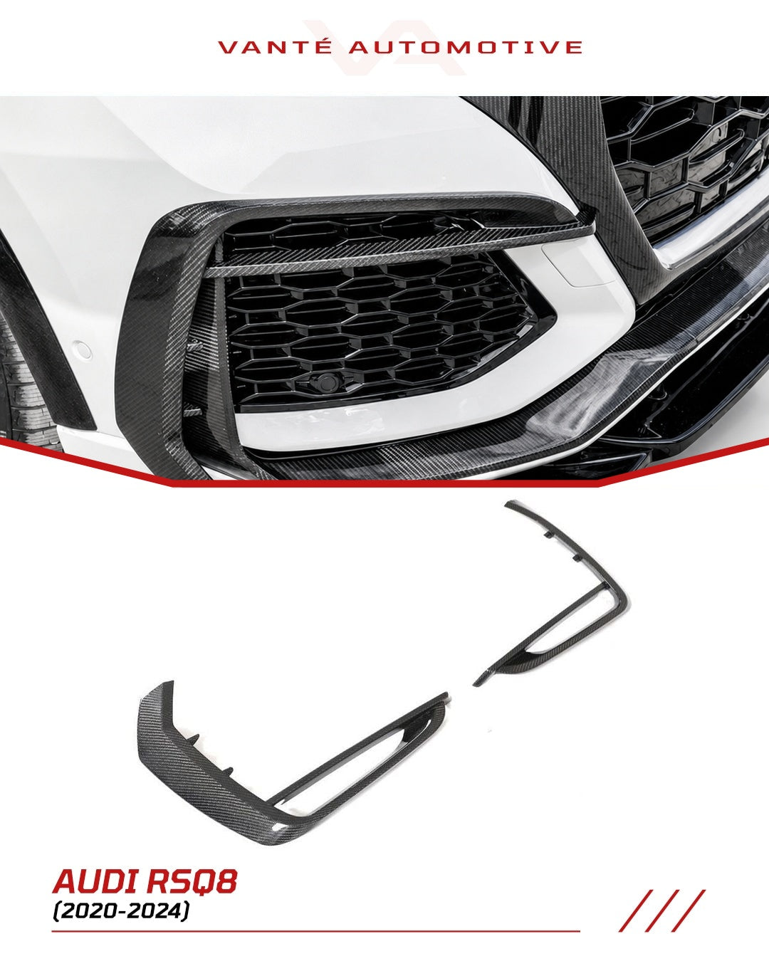 Audi RSQ8 4M Canards Delanteros/Moldura Parachoques/Cubiertas de Faros Antiniebla de Fibra de Carbono