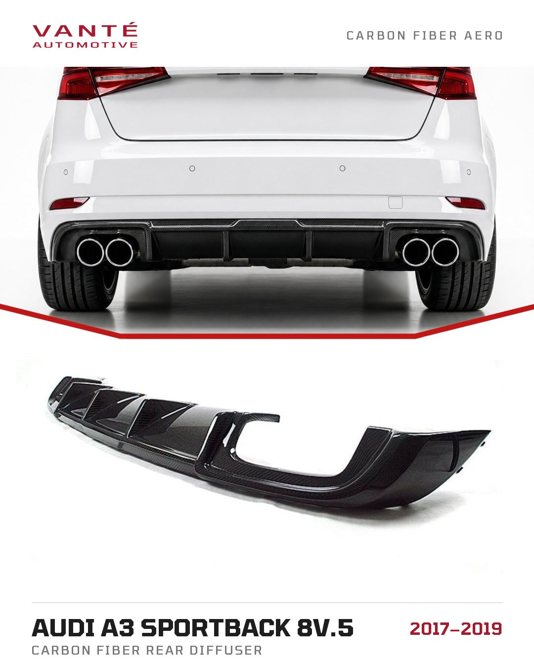 Audi A3 Sportback 8V.5 Carbon Fibre Rear Diffuser