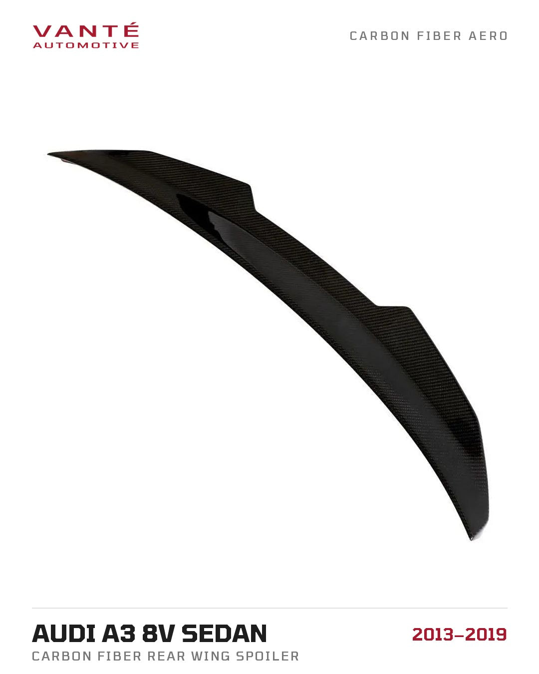 Audi A3 8V Sedan Carbon Fibre Rear Wing Spoiler