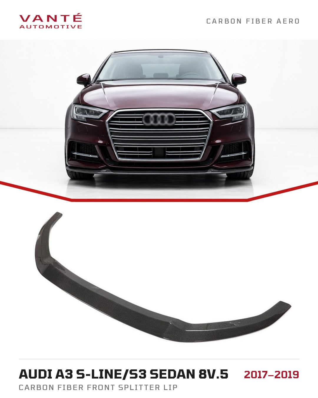 Audi A3 S-Line/S3 Sedan 8V.5 Carbon Fibre Front Splitter Lip