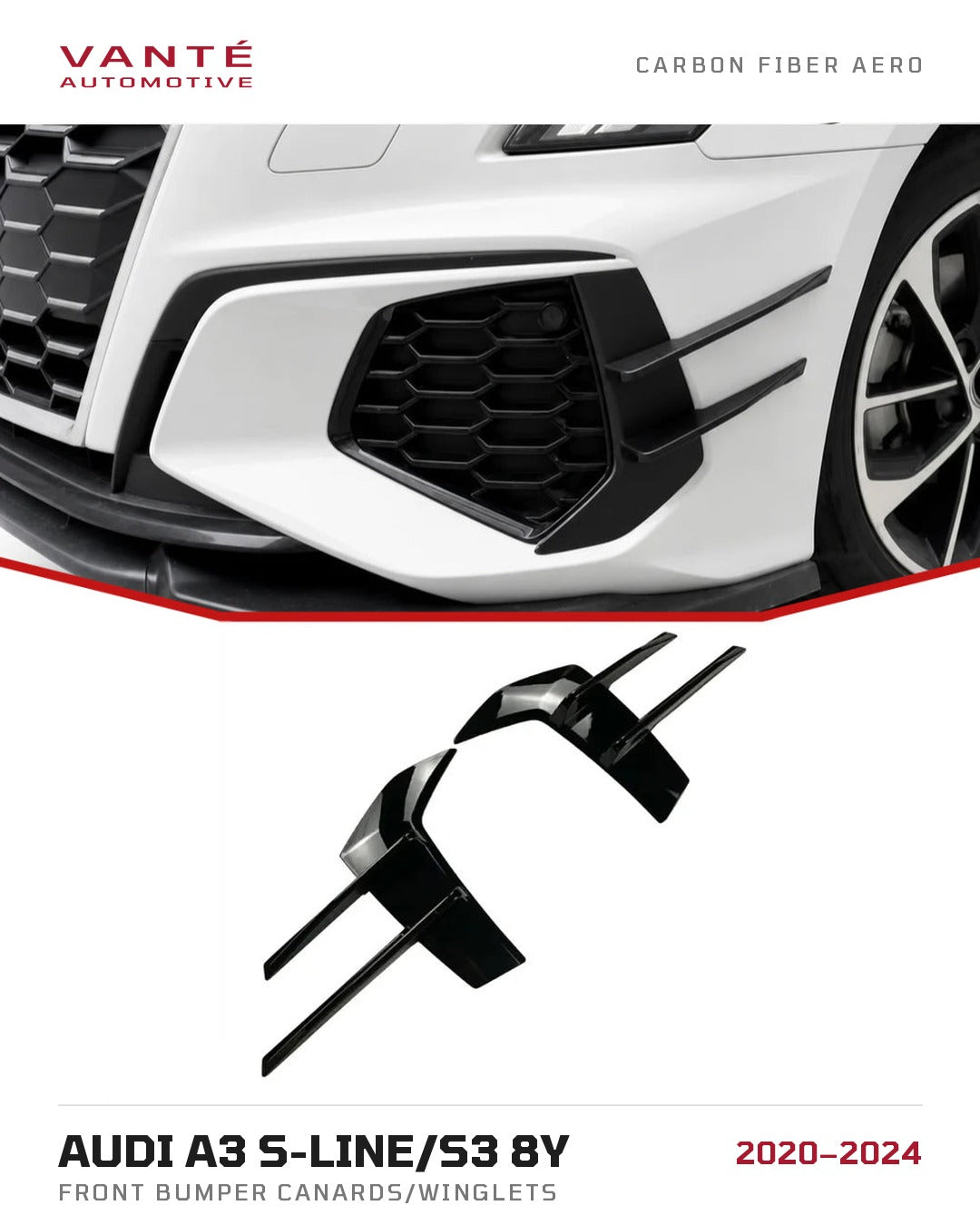 Audi A3 S-Line/S3 8Y Front Bumper Canards/Winglets