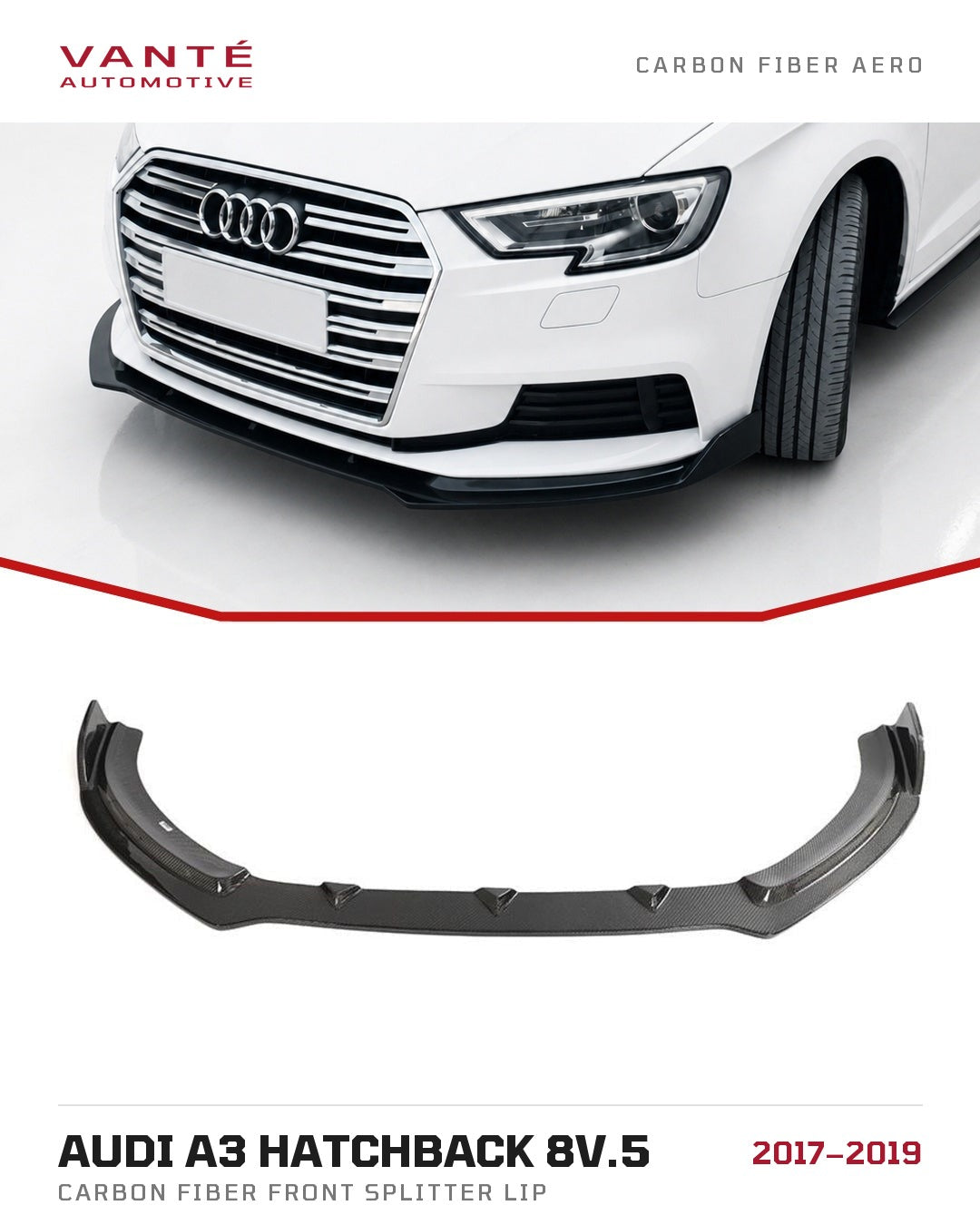 Audi A3 Hatchback 8V.5 Carbon Fibre Front Splitter Lip