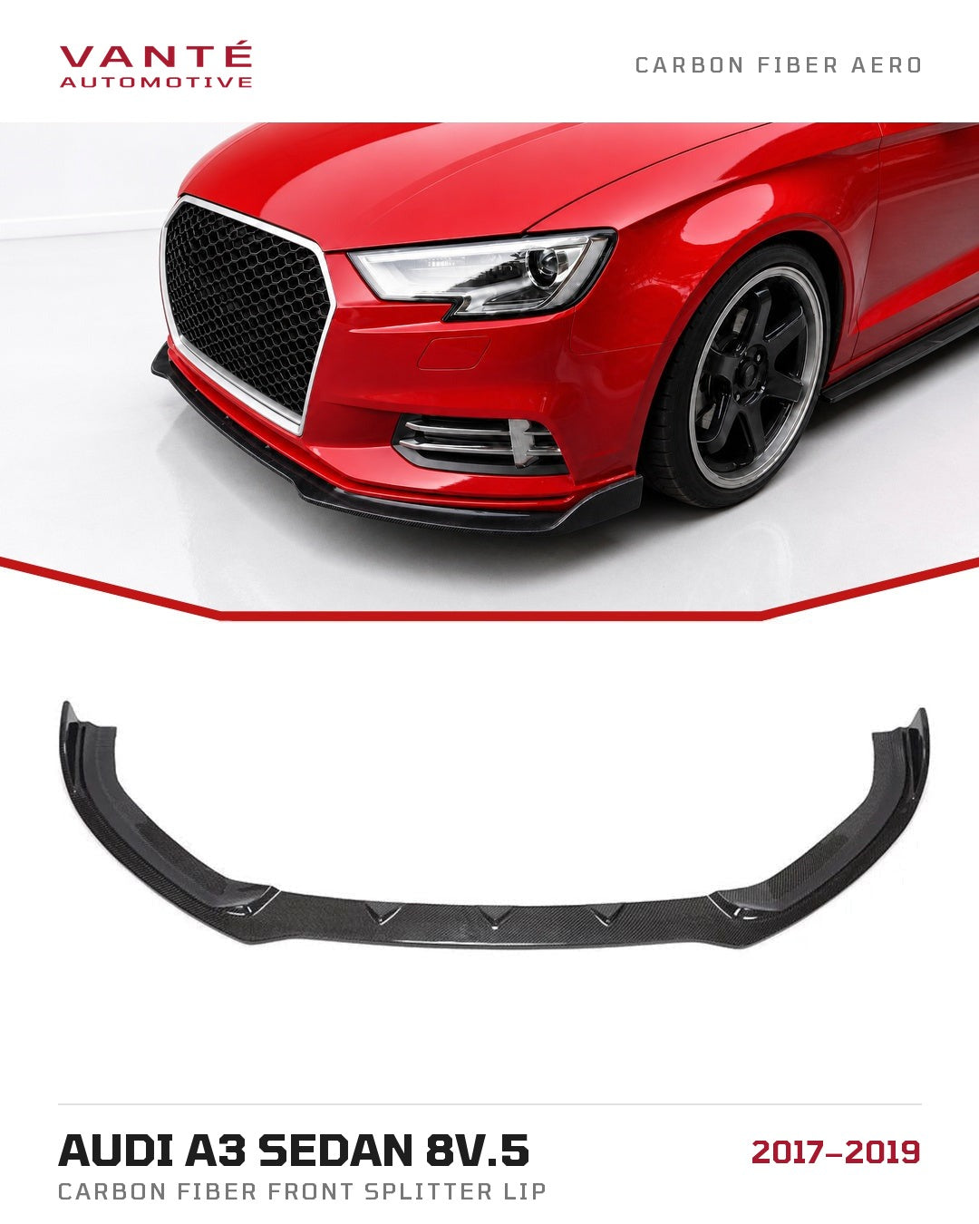 Audi A3 Sedan 8V.5 Carbon Fibre Front Splitter Lip