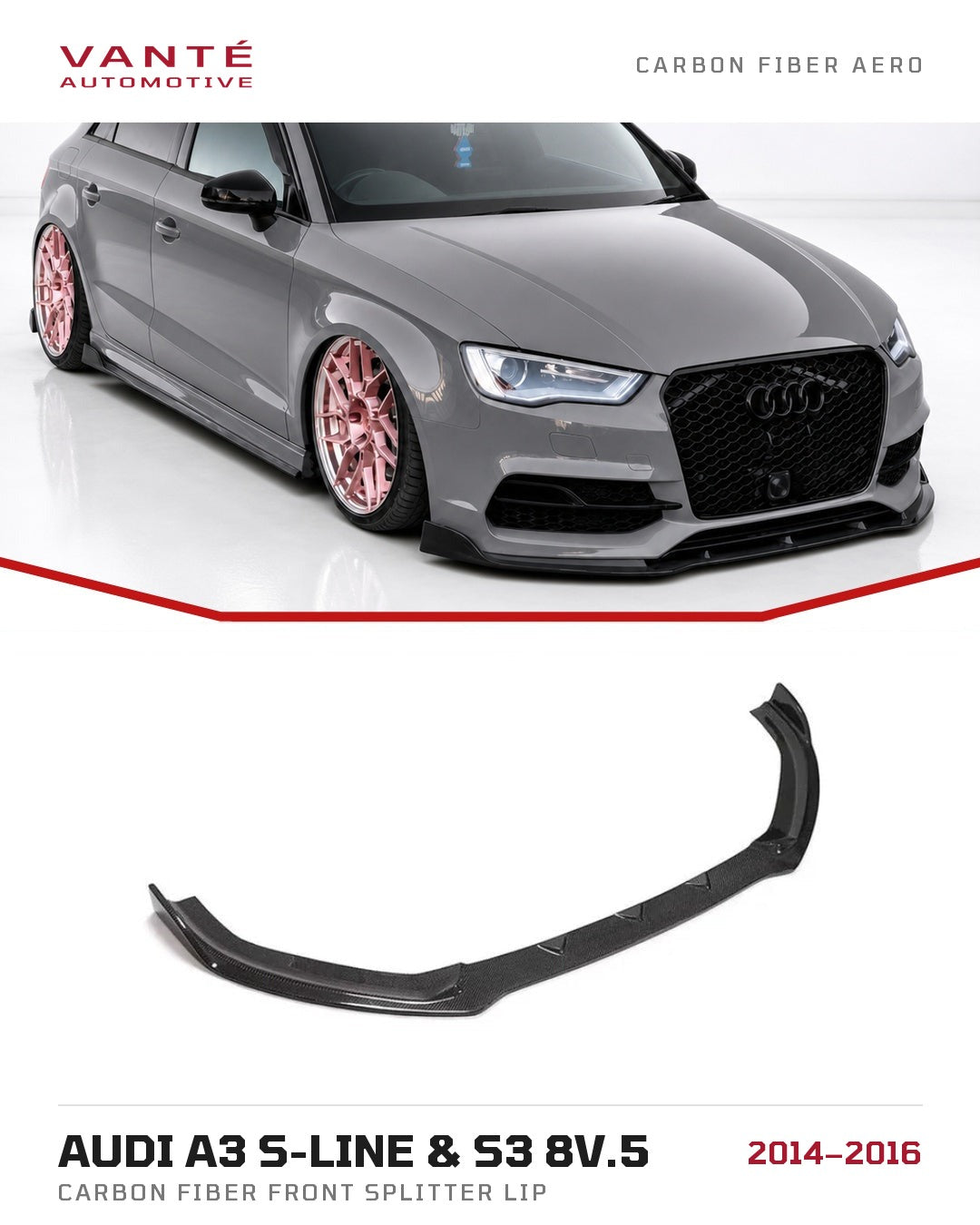 Audi A3 S-Line & S3 8V.5 Carbon Fibre Front Splitter Lip