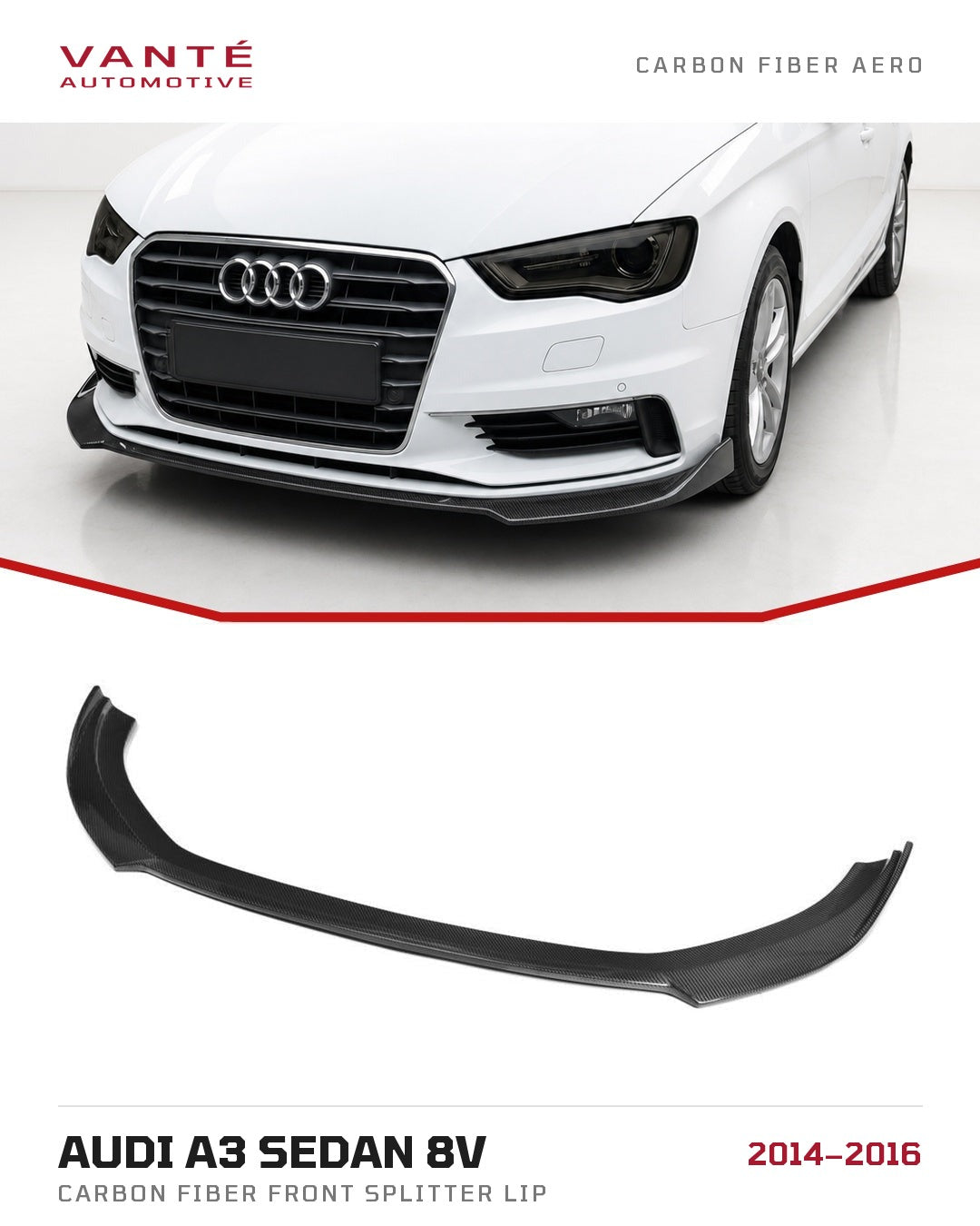 Audi A3 Sedan 8V Carbon Fibre Front Splitter Lip