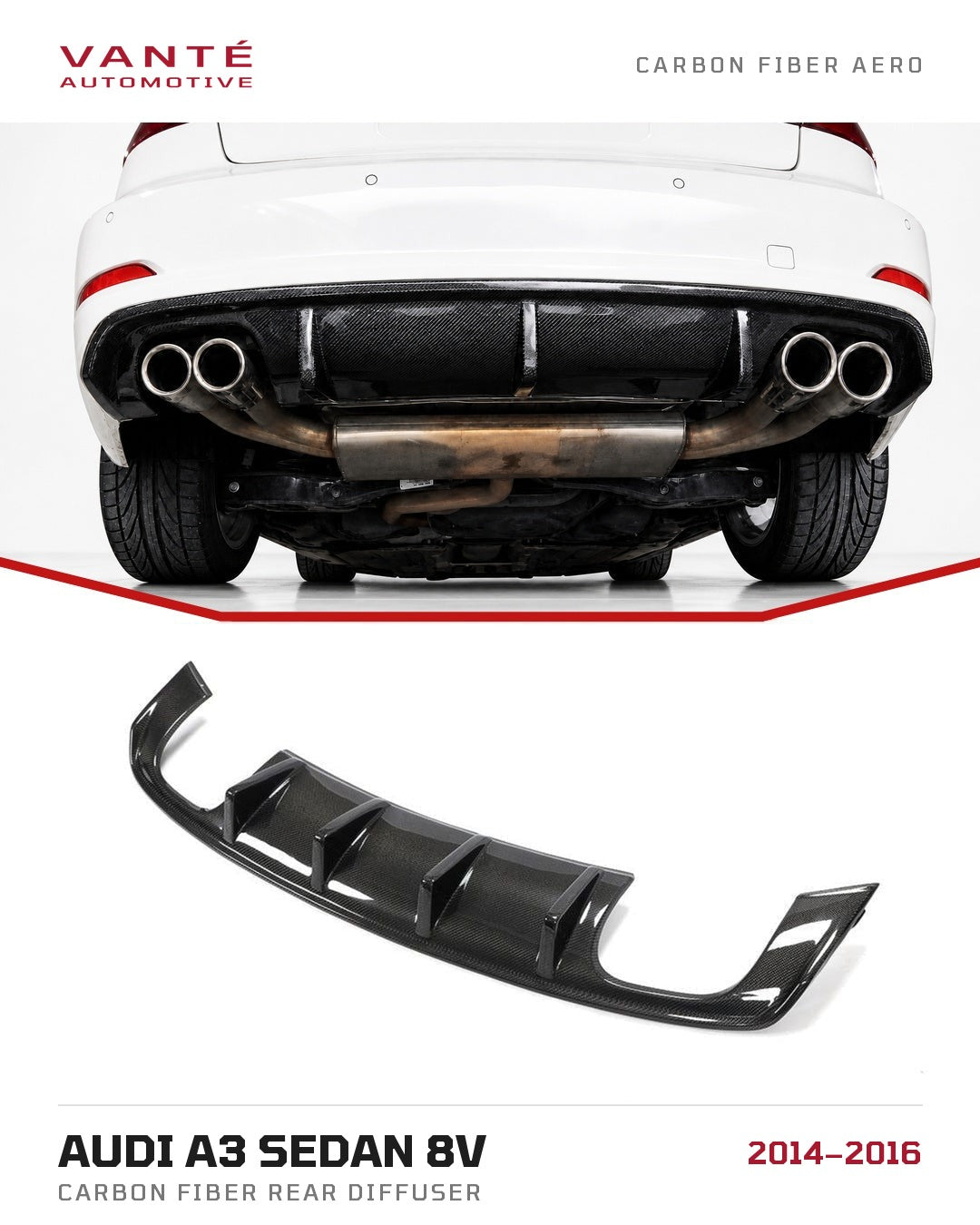 Audi A3 Sedan 8V Carbon Fibre Rear Diffuser