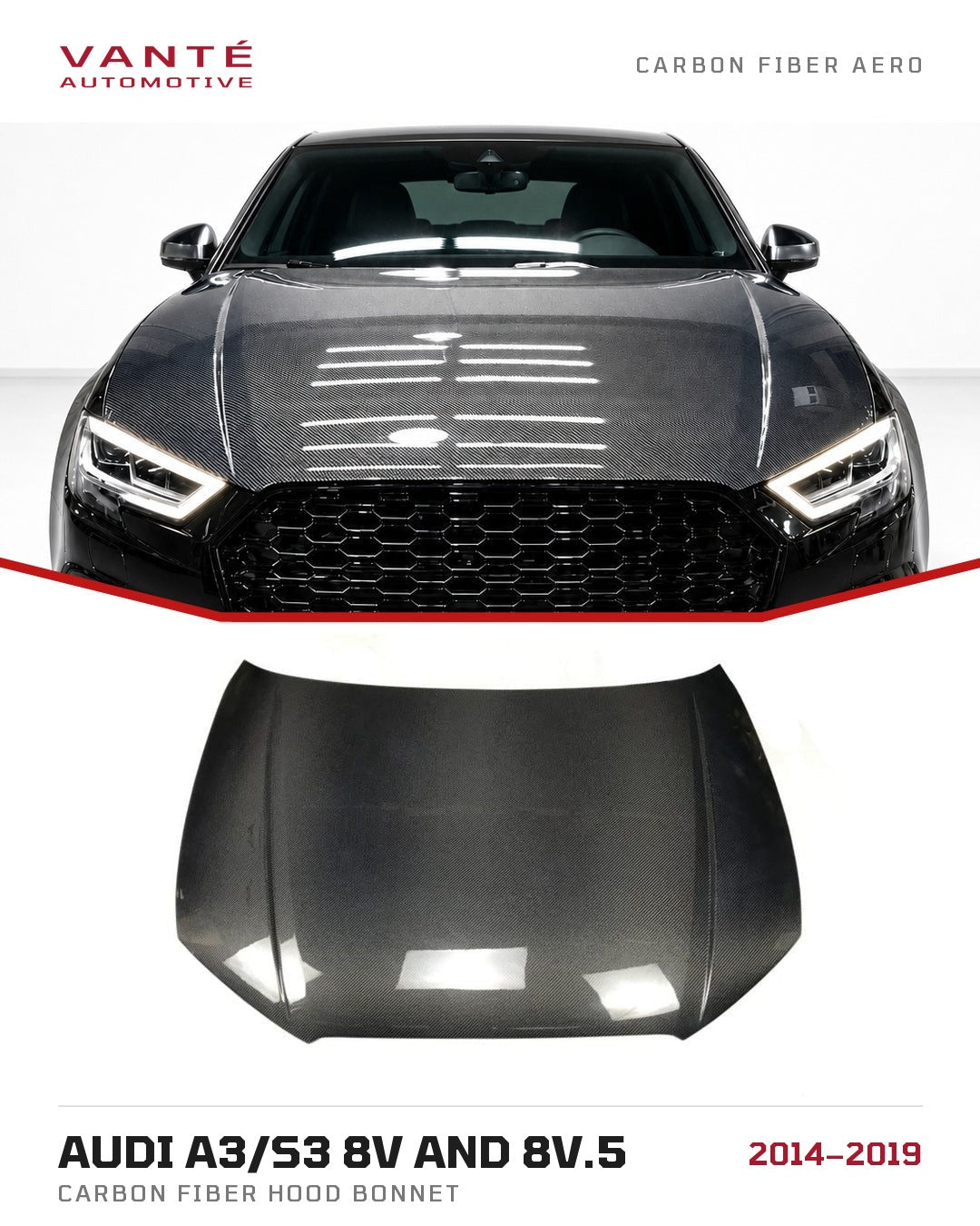 Audi A3/S3 8V and 8V.5 Carbon Fibre Hood Bonnet