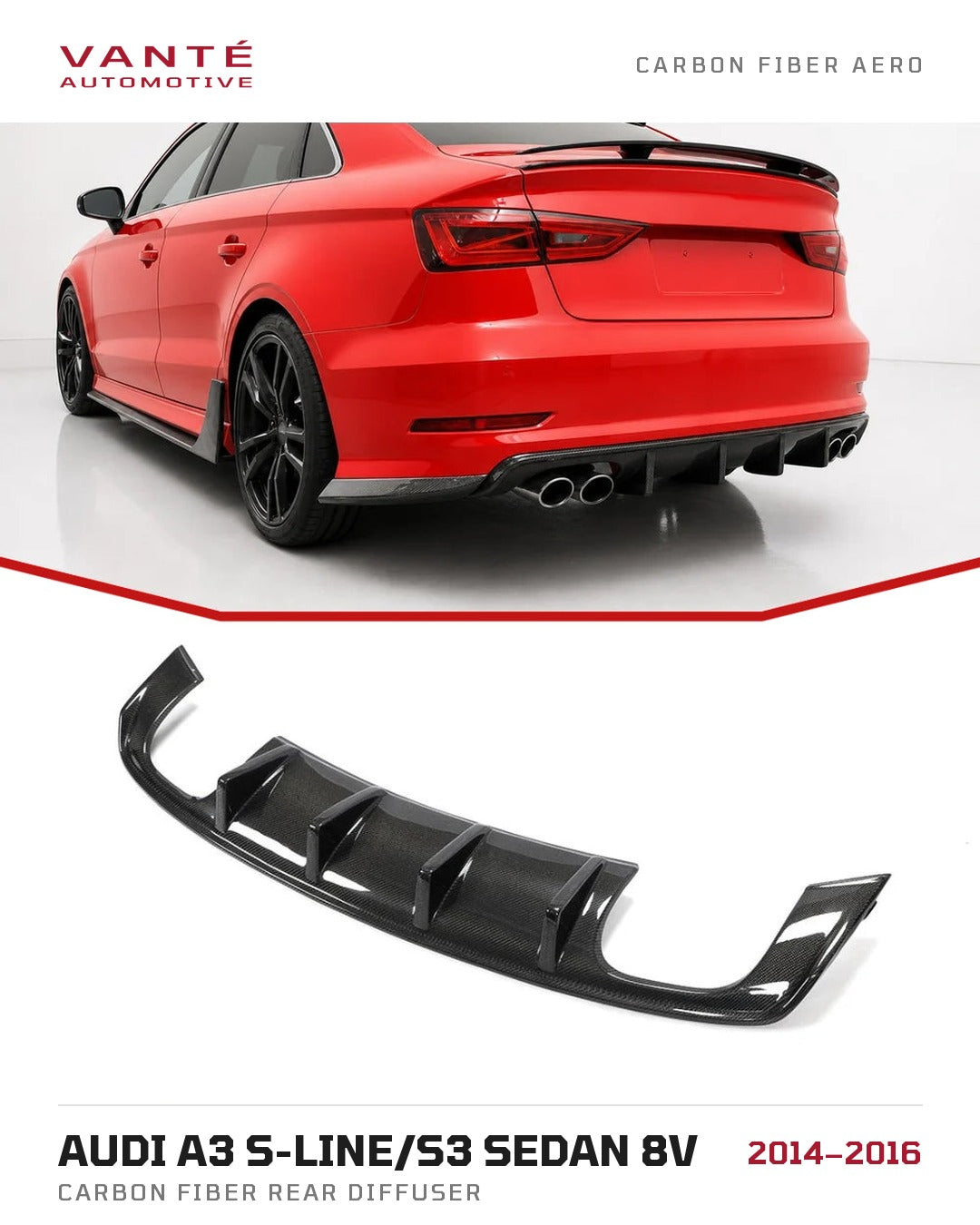 Audi A3 S-Line/S3 Sedan 8V Carbon Fibre Rear Diffuser