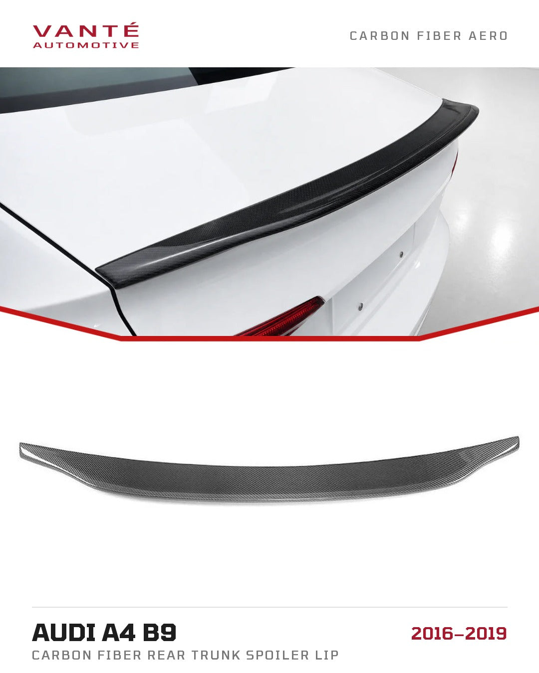 Audi A4 B9 Carbon Fibre Rear Trunk Spoiler Lip
