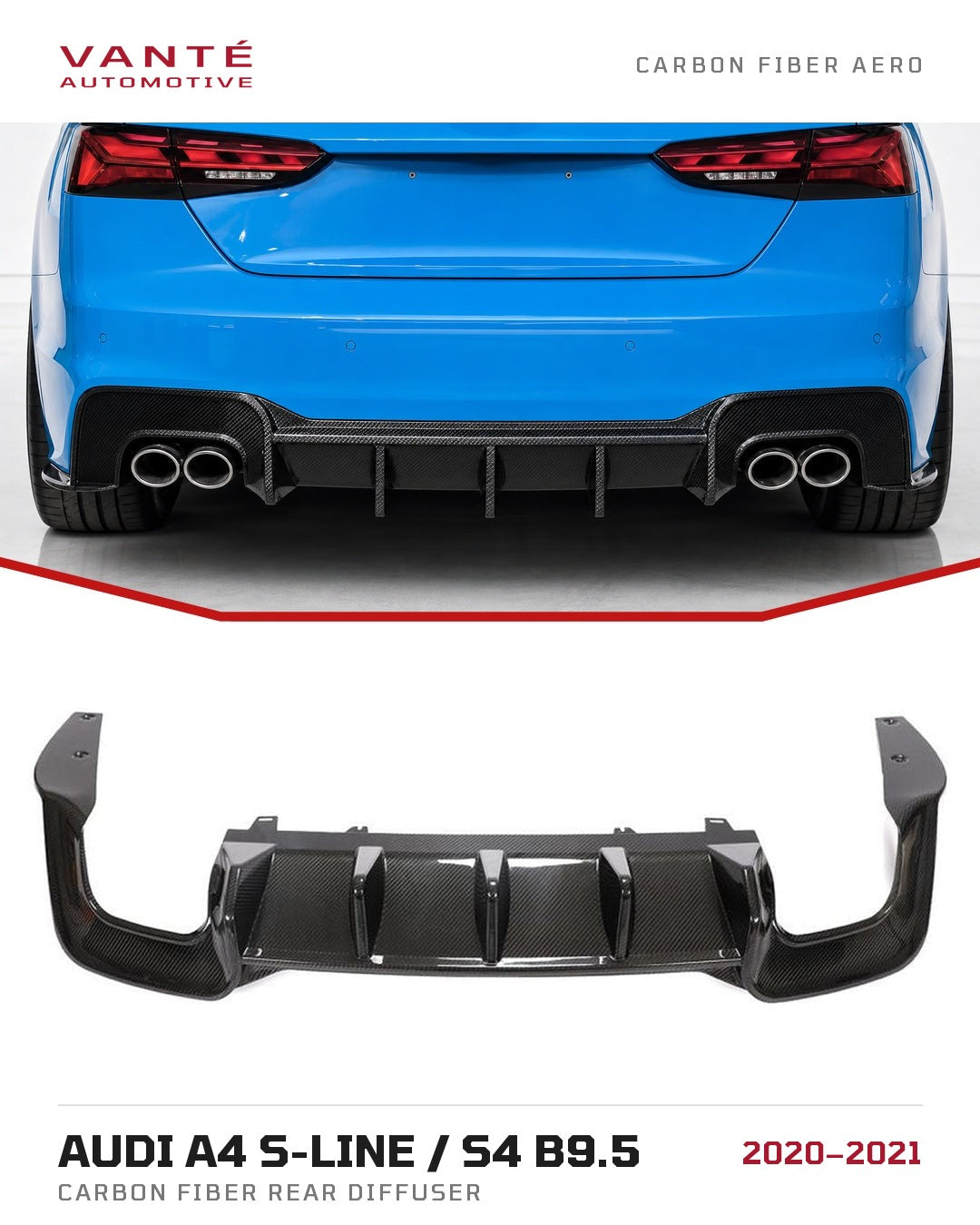 Audi A4 S-Line / S4 B9.5 Carbon Fibre Rear Diffuser