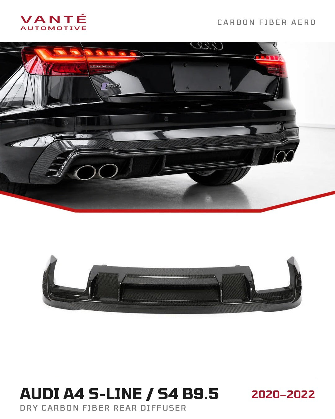 Audi A4 S-Line / S4 B9.5 Dry Carbon Fibre Rear Diffuser