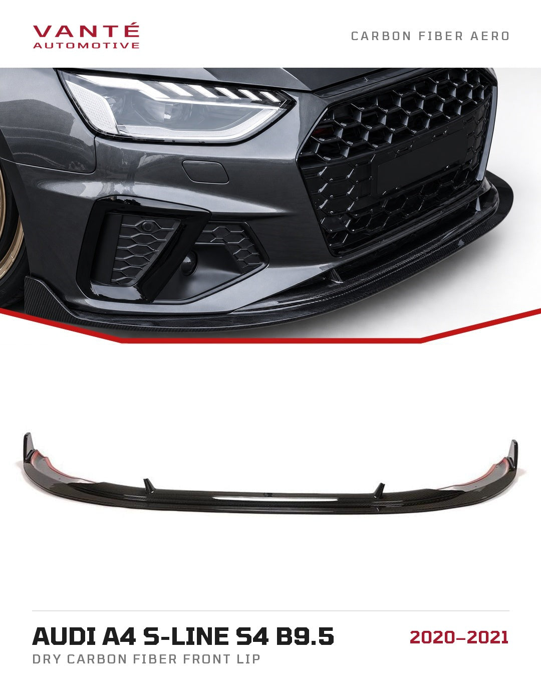 Audi A4 S-Line S4 B9.5 Dry Carbon Fibre Front Lip