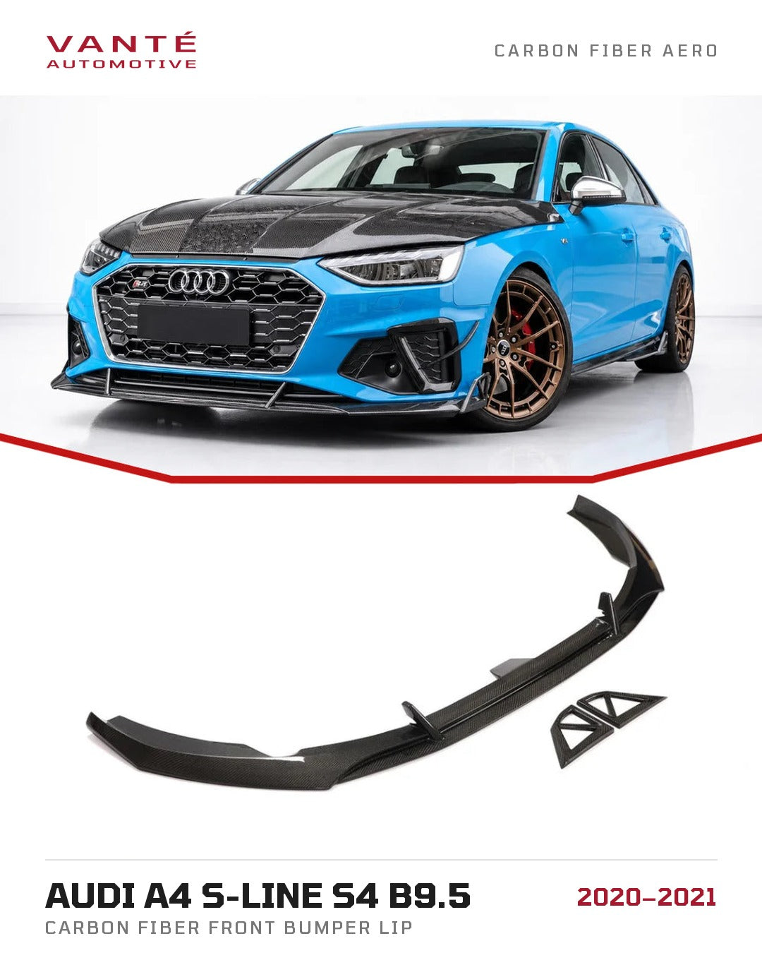Audi A4 S-Line S4 B9.5 Carbon Fibre Front Bumper Lip