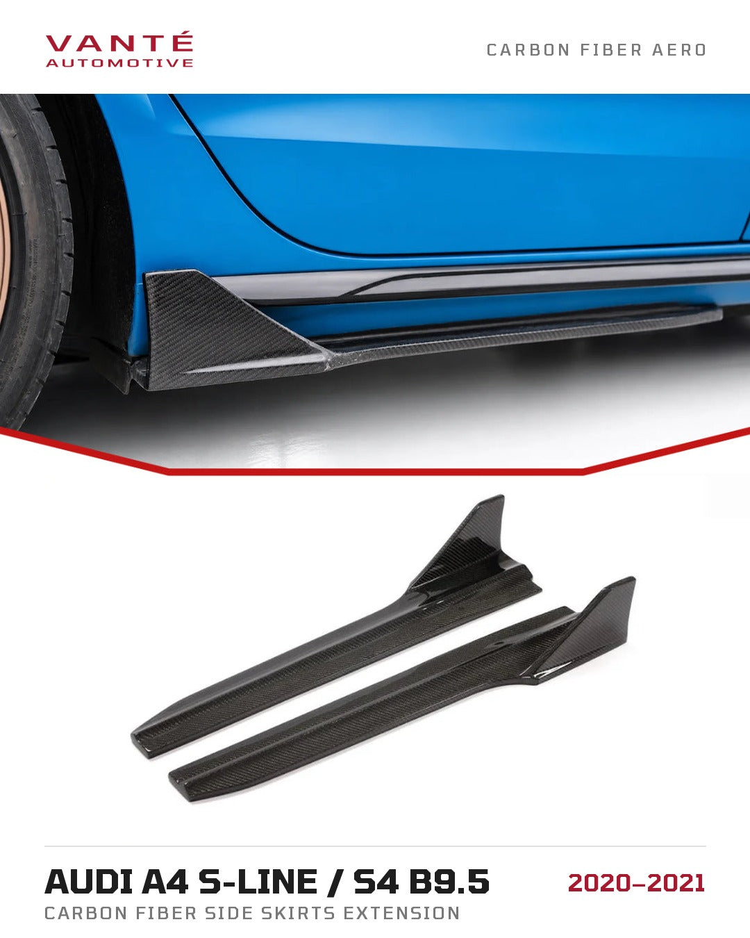 Audi A4 S-Line / S4 B9.5 Carbon Fibre Side Skirts Extension