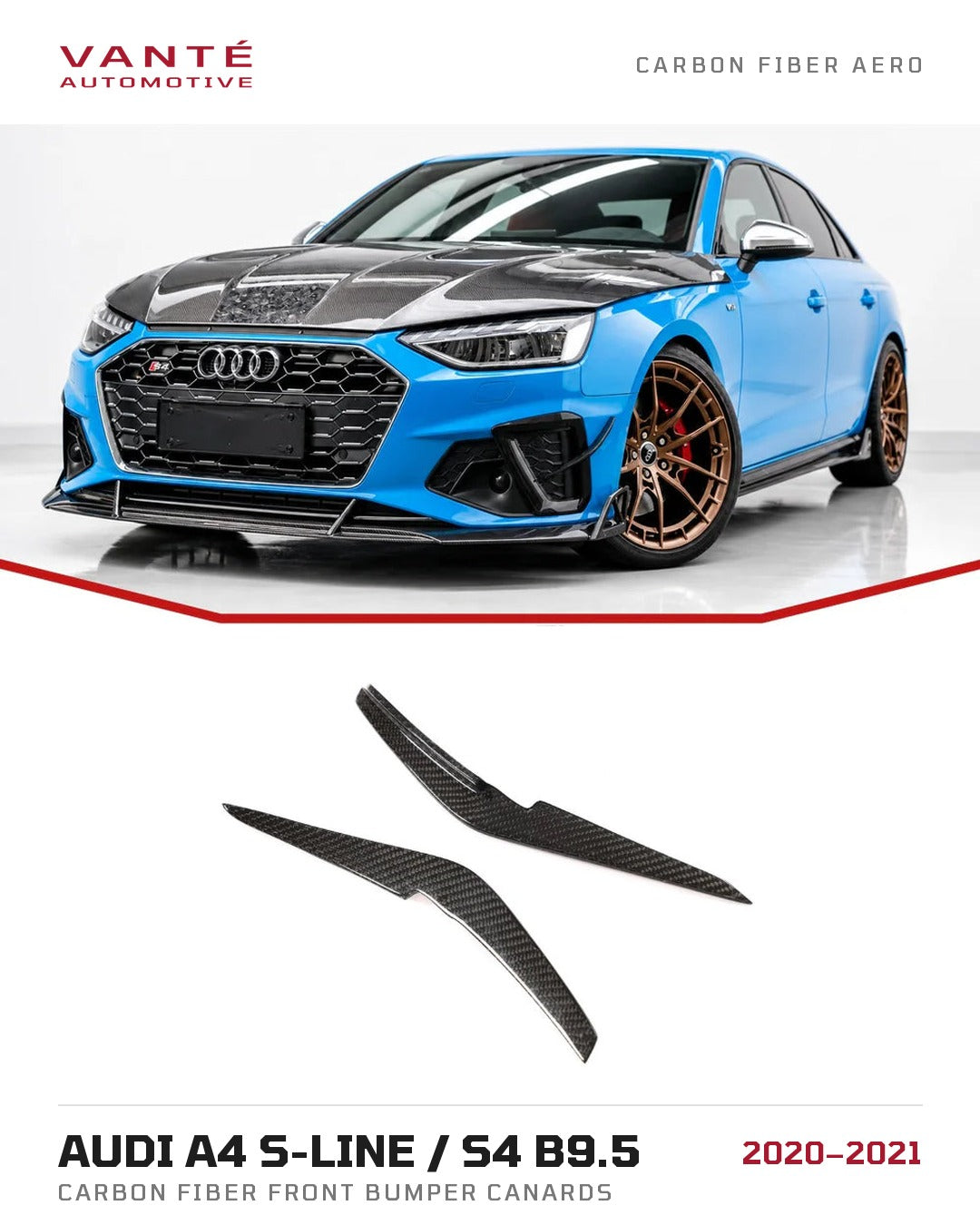 Audi A4 S-Line / S4 B9.5 Carbon Fibre Front Bumper Canards