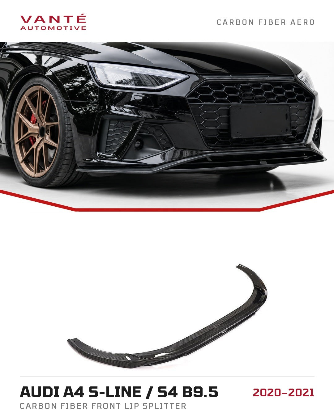 Audi A4 S-Line / S4 B9.5 Carbon Fibre Front Lip Splitter