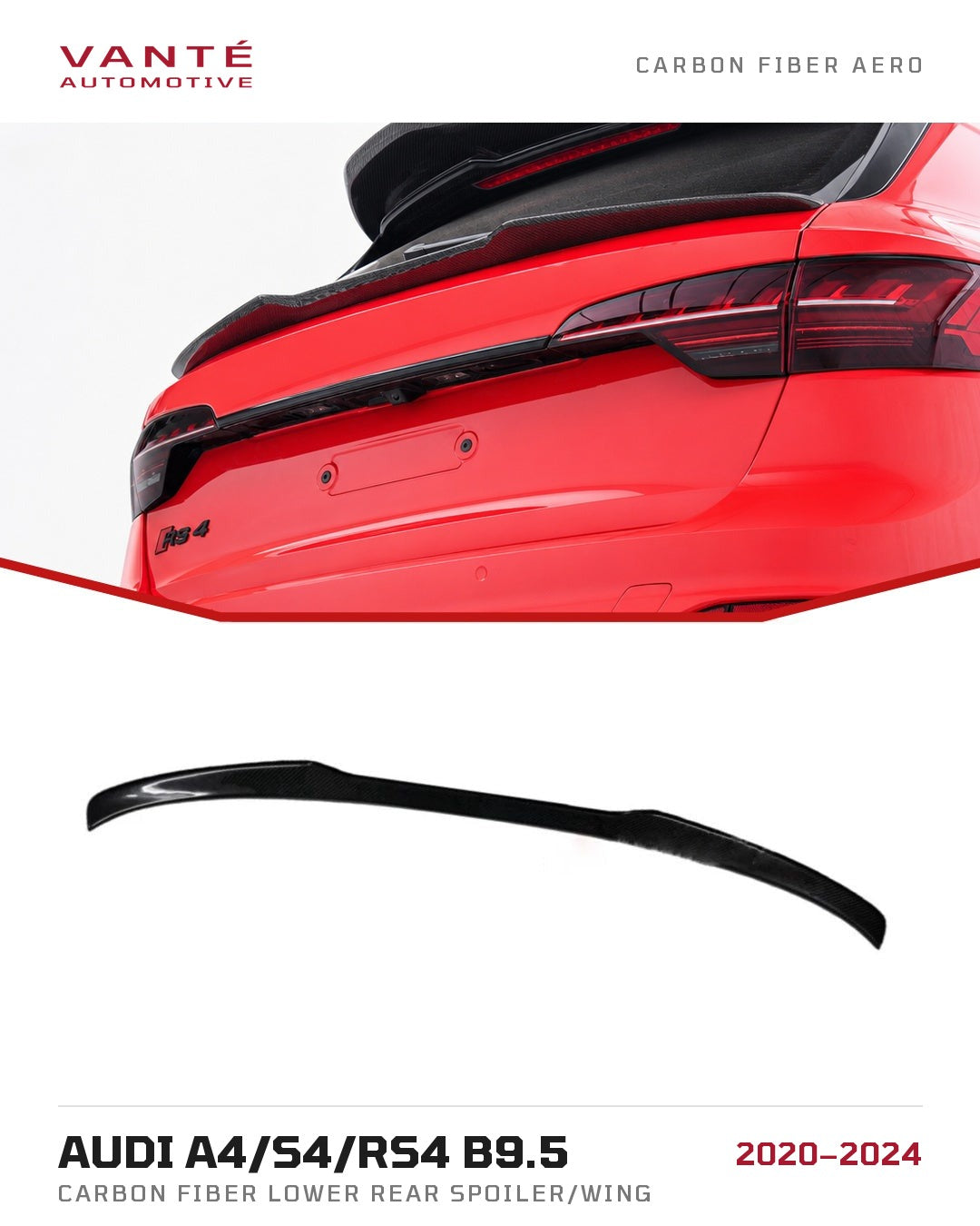 Audi A4/S4/RS4 B9.5 Carbon Fibre Lower Rear Spoiler/Wing