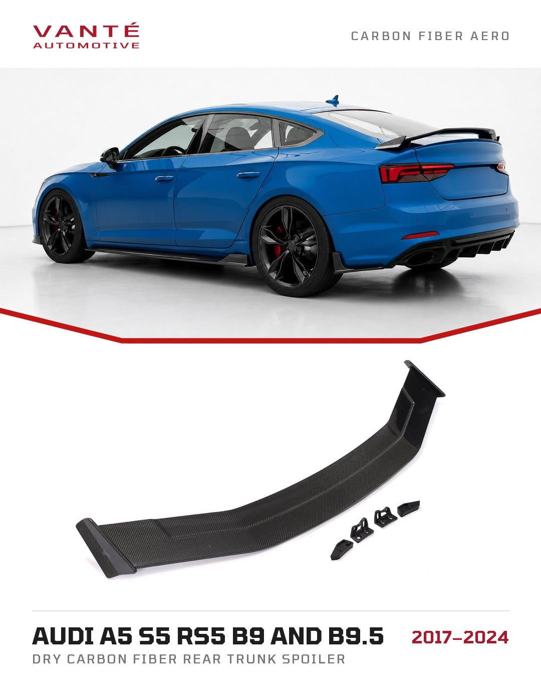 Audi A5 S5 RS5 B9 and B9.5 Dry Carbon Fibre Rear Trunk Spoiler
