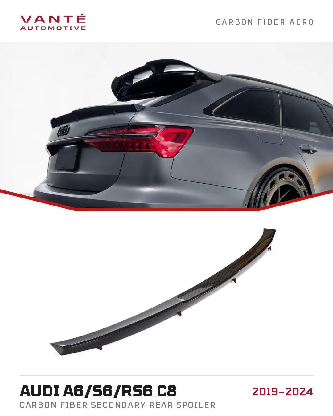 Audi A6/S6/RS6 C8 Carbon Fibre Secondary Rear Spoiler