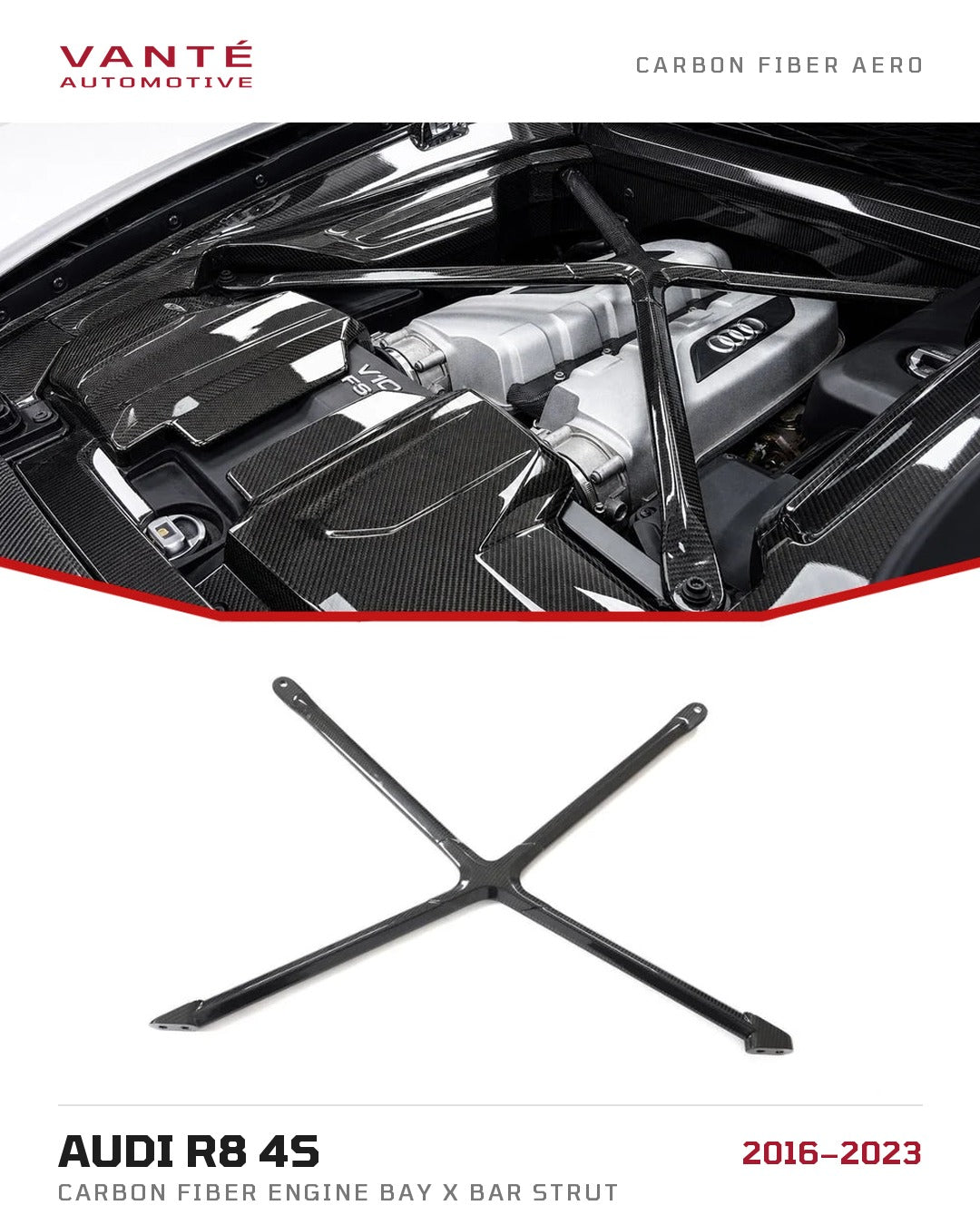 Audi R8 4S Carbon Fibre Engine Bay X Bar Strut
