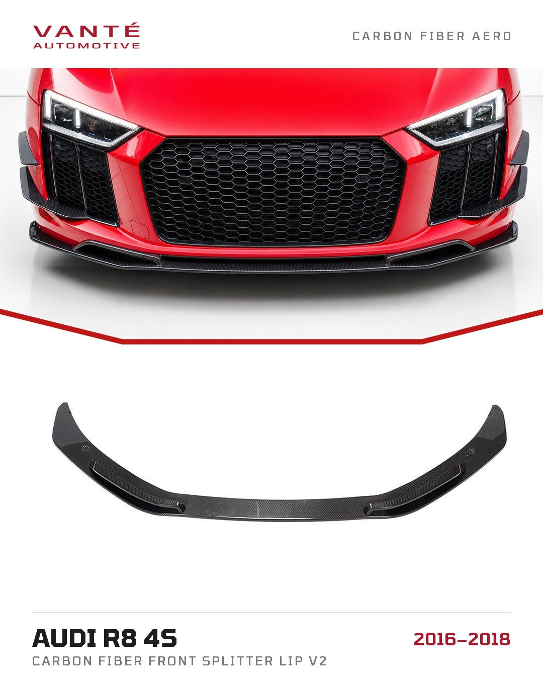 Audi R8 4S Carbon Fibre Front Splitter Lip V2
