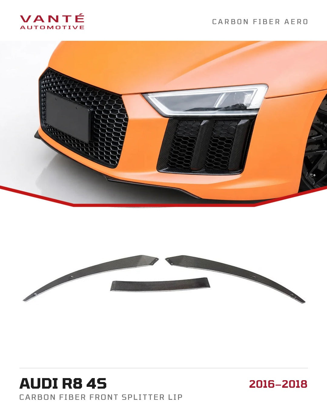 Audi R8 4S Carbon Fibre Front Splitter Lip