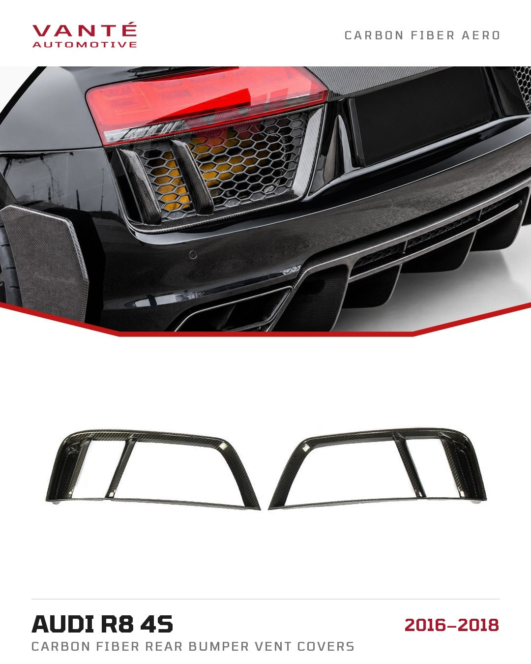 Audi R8 4S Carbon Fibre Rear Bumper Vent Covers
