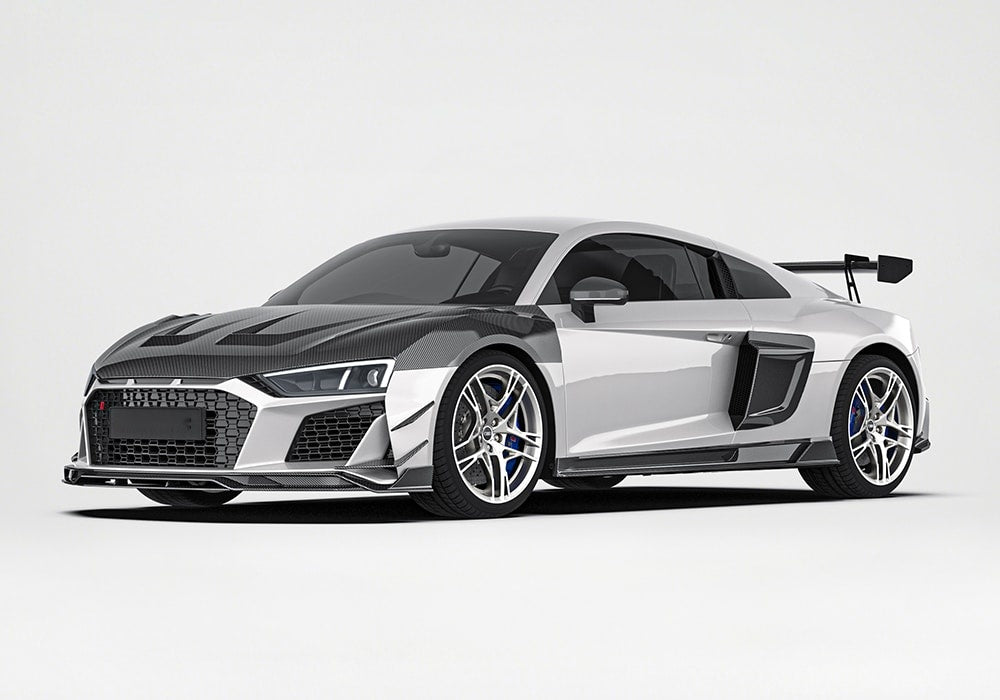 Audi R8 Mk2.5 Carbon Fibre Front Canards - prepreg dry carbon aero upgrade