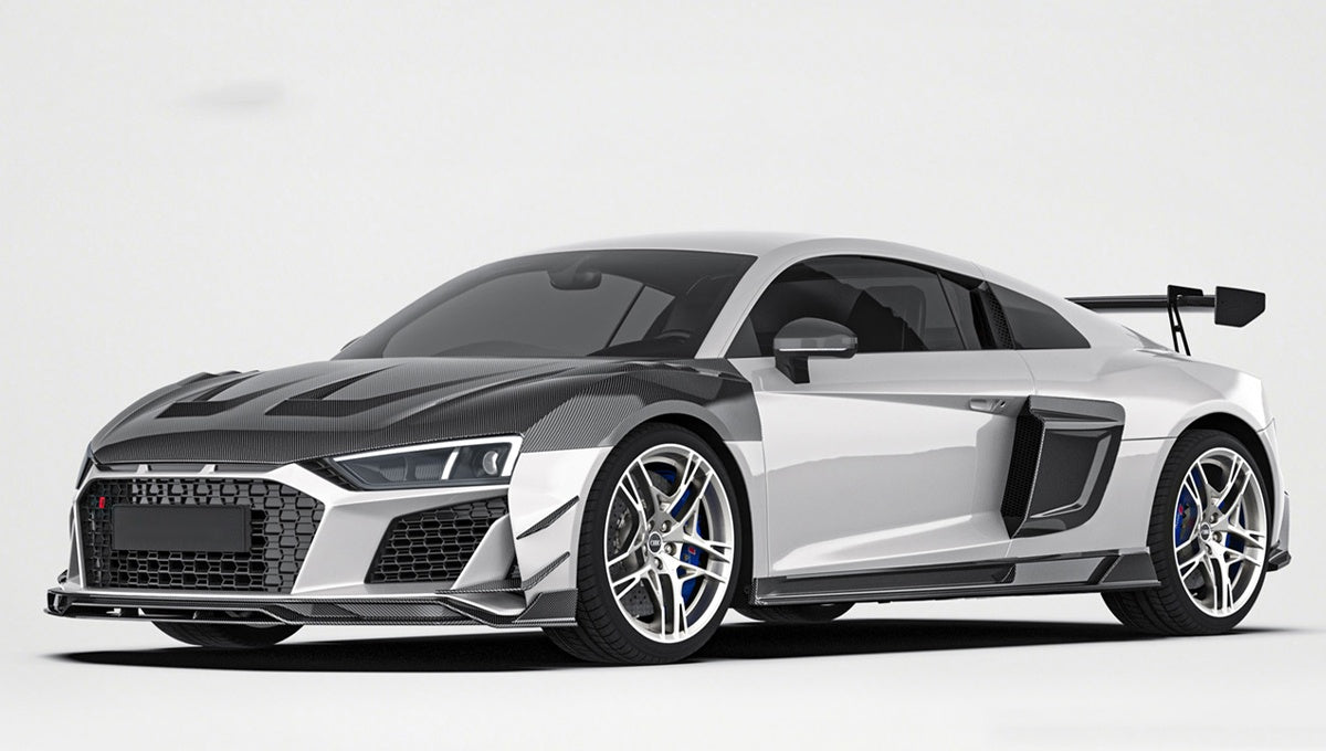 Audi R8 Mk2.5 Carbon Fibre Front Canards - prepreg dry carbon aero upgrade