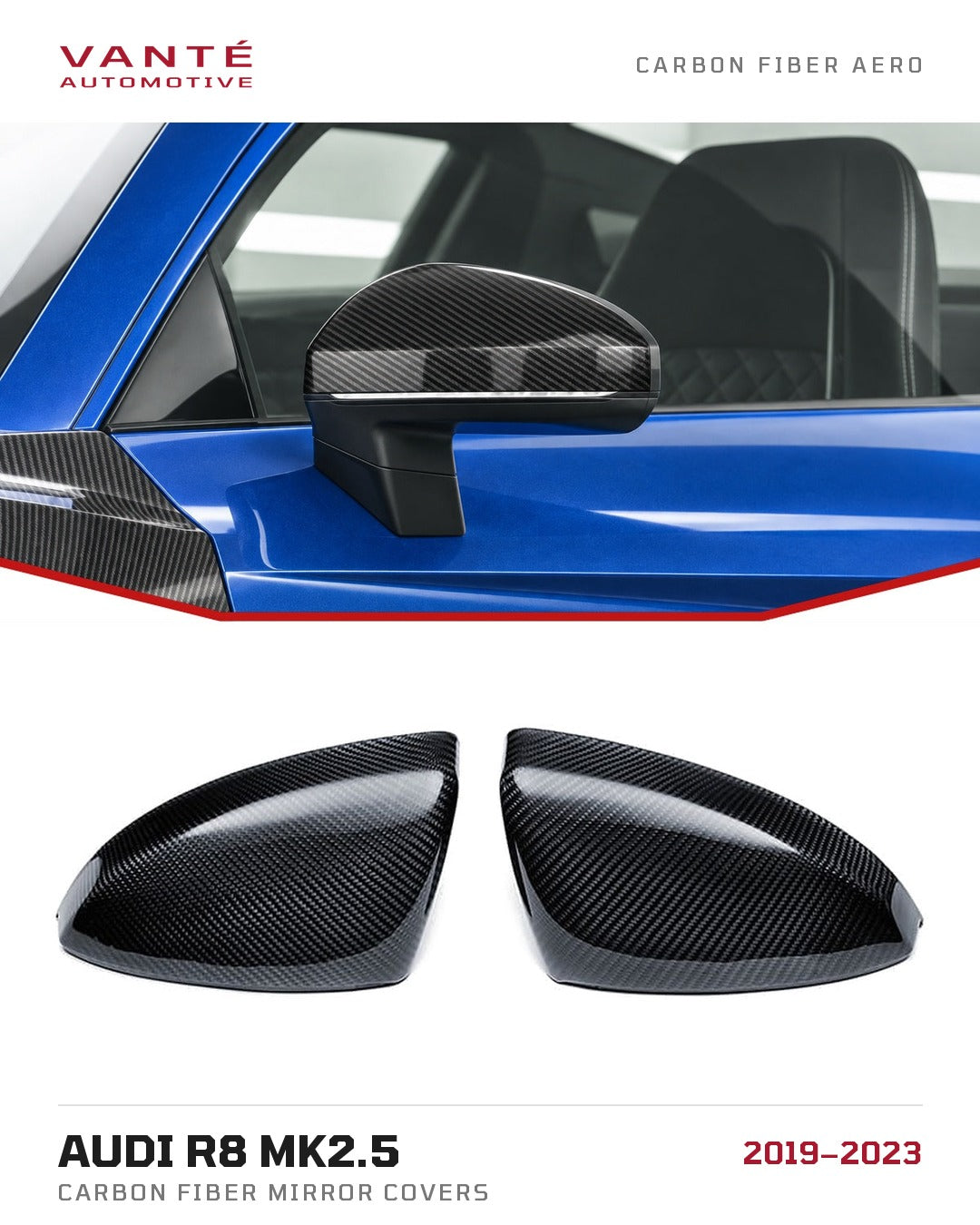 Audi R8 Mk2.5 Carbon Fibre Mirror Covers (LHD ONLY)