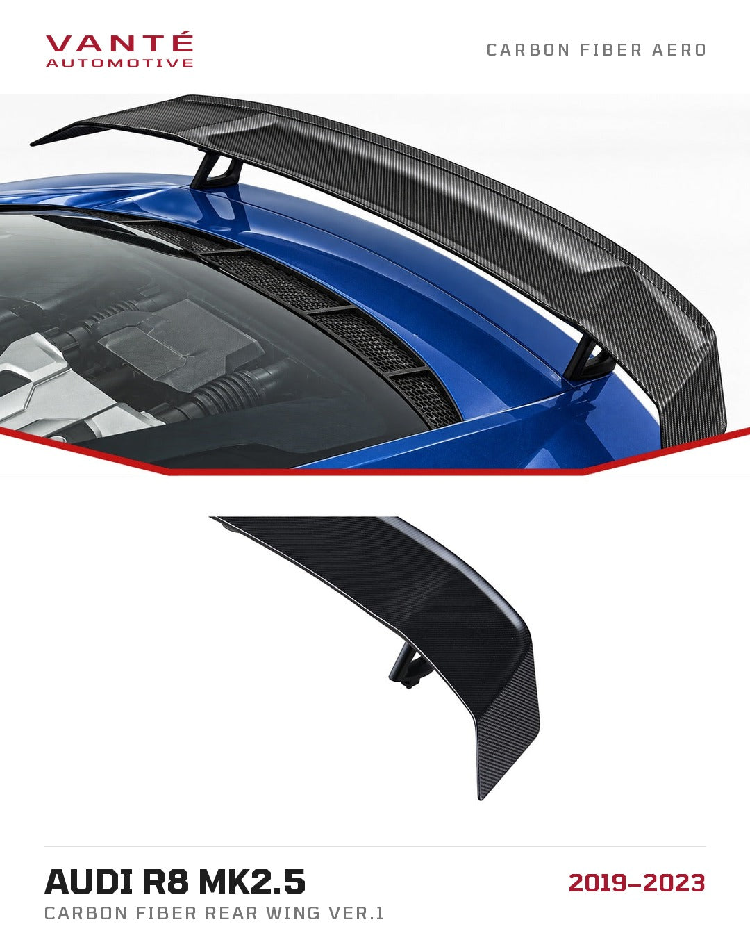 Audi R8 Type 4S FL Carbon Fibre Rear Wing Ver.1