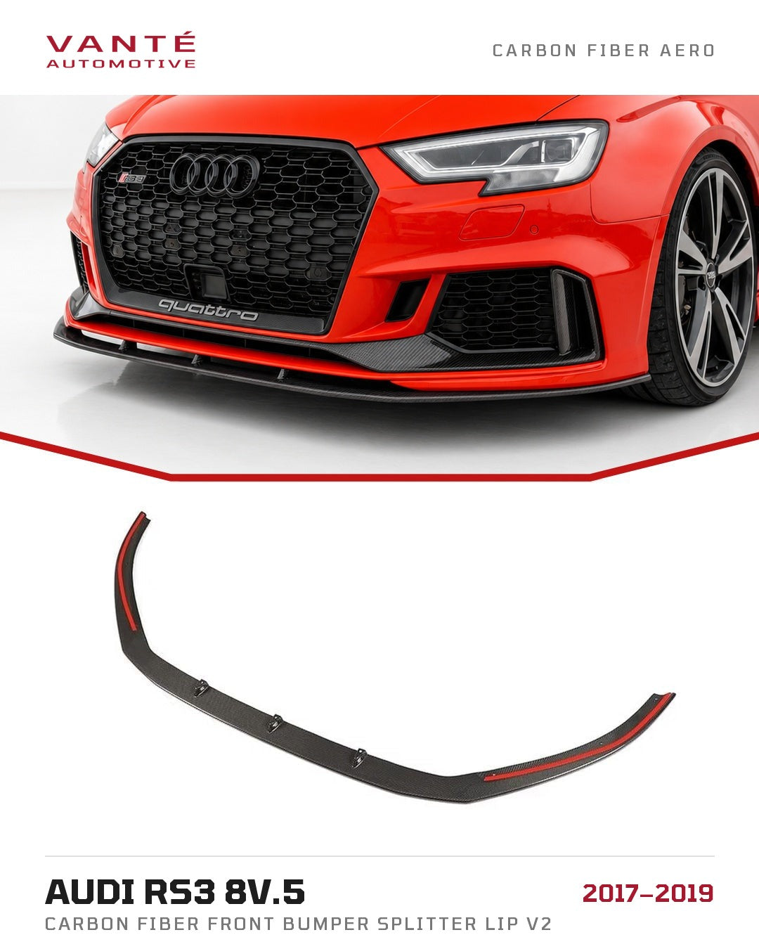 Audi RS3 8V.5 Carbon Fibre Front Bumper Splitter Lip V2