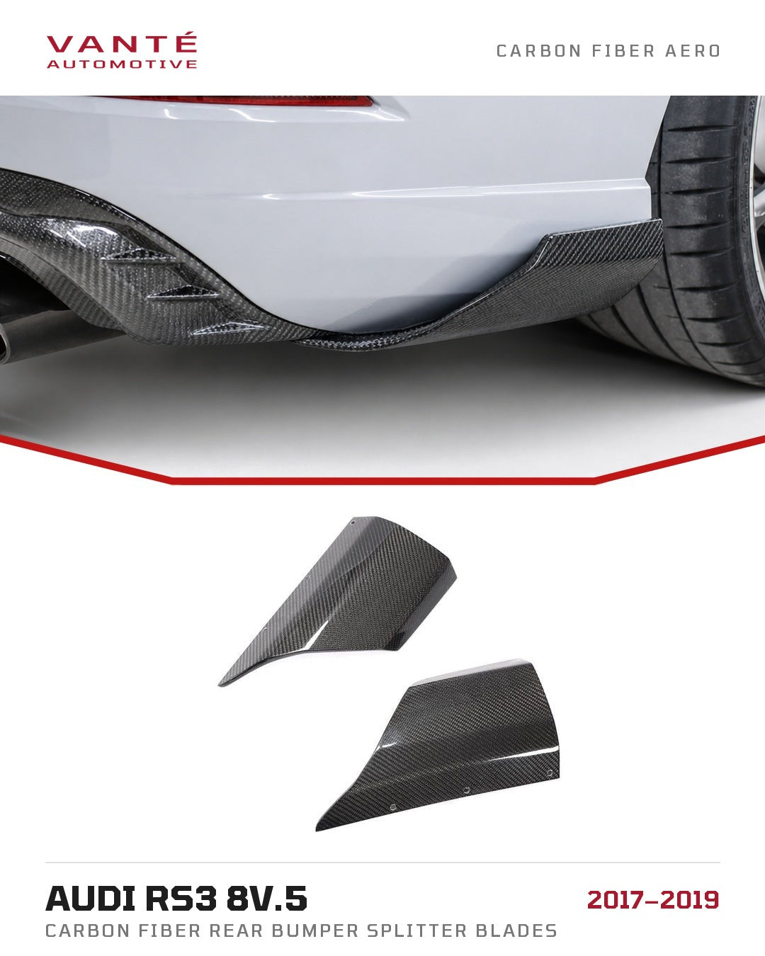 Audi RS3 8V.5 Carbon Fibre Rear Bumper Splitter Blades