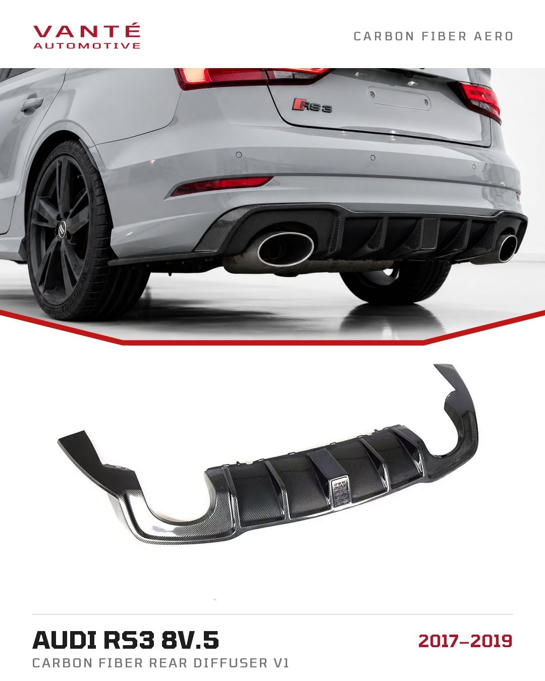 Audi RS3 8V.5 Carbon Fibre Rear Diffuser V1