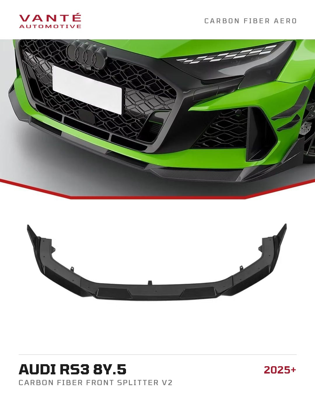 Audi RS3 8Y.5 Carbon Fibre Front Splitter V2