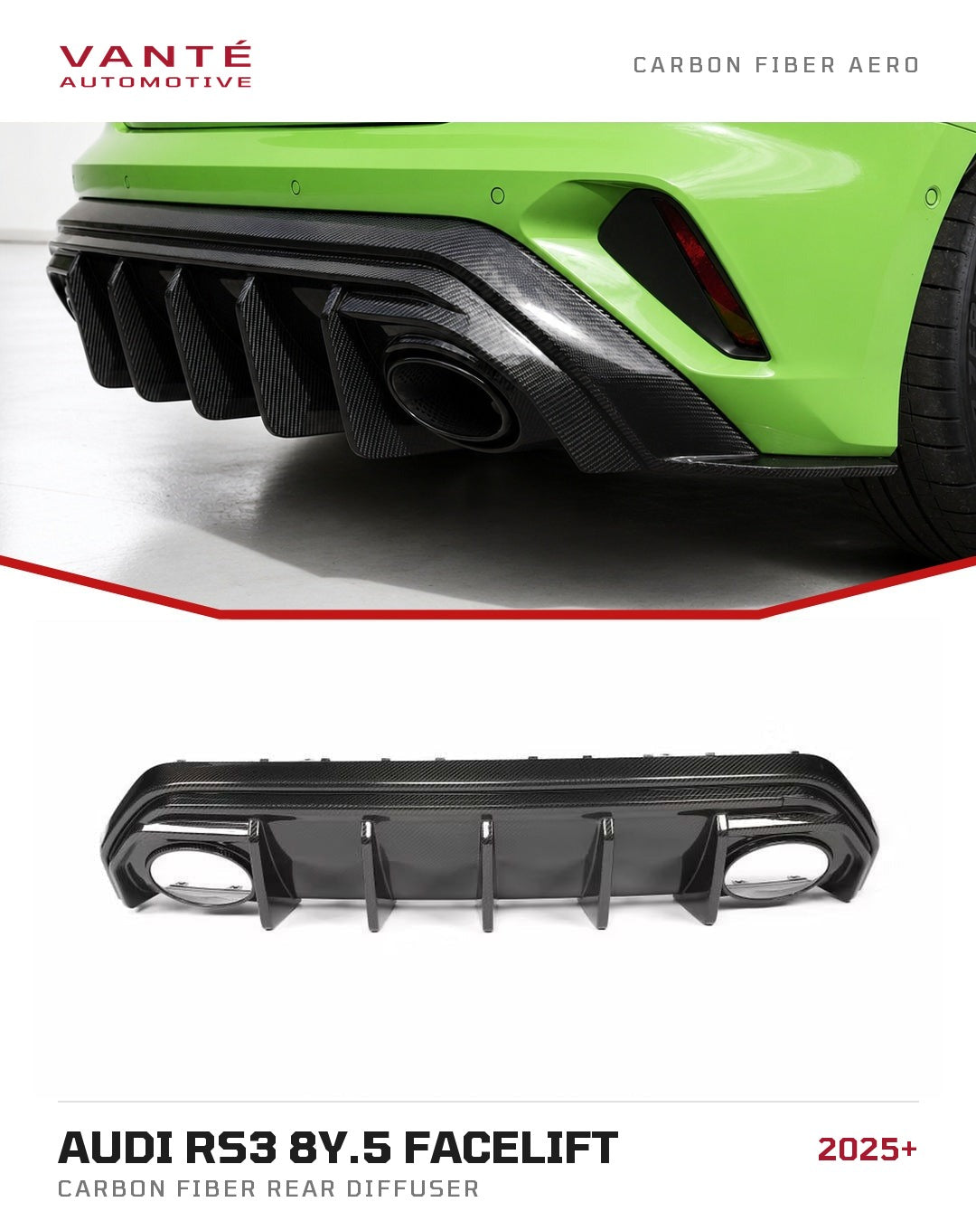 Audi RS3 8Y.5 Facelift Carbon Fibre Rear Diffuser
