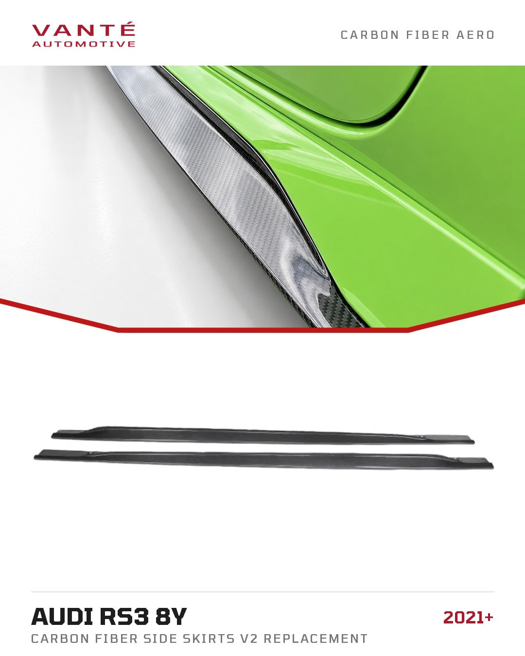 Audi RS3 8Y Carbon Fibre Side Skirts V2 Replacement