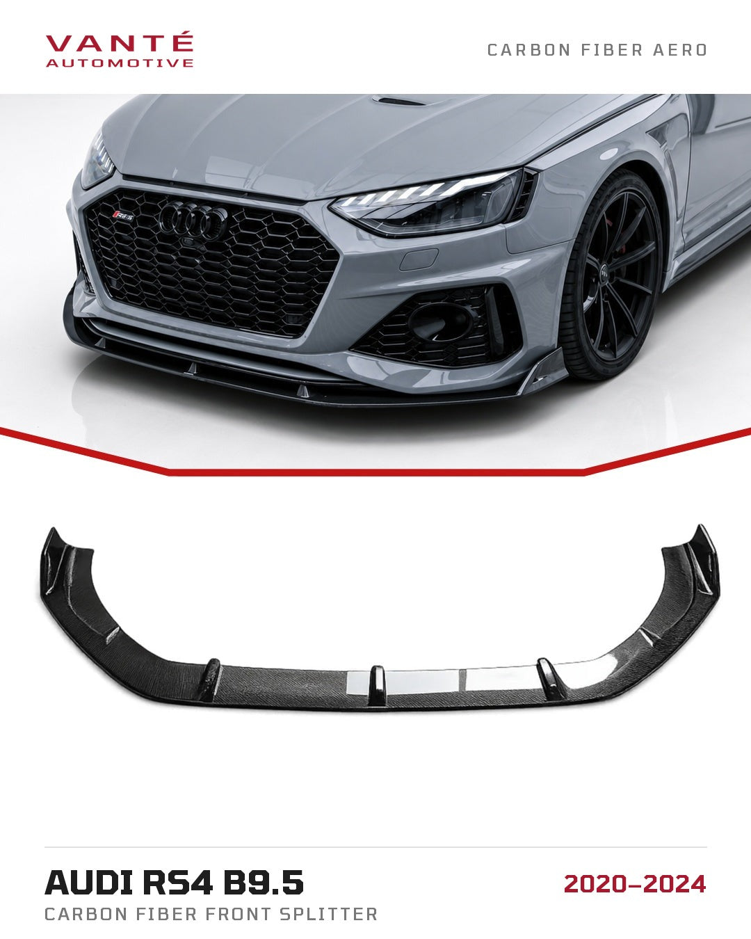 Audi RS4 B9.5 Carbon Fibre Front Splitter