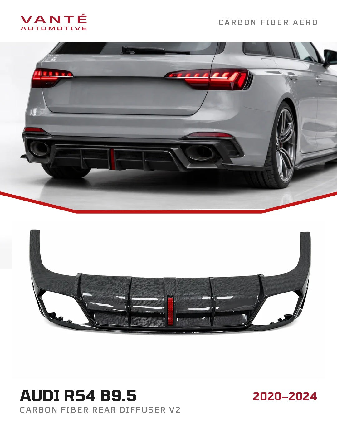 Audi RS4 B9.5 Carbon Fibre Rear Diffuser V2