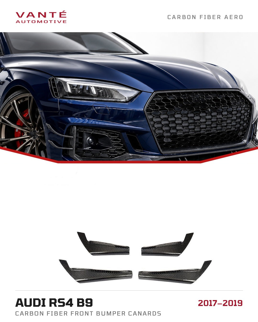 Audi RS4 B9 Carbon Fibre Front Bumper Canards