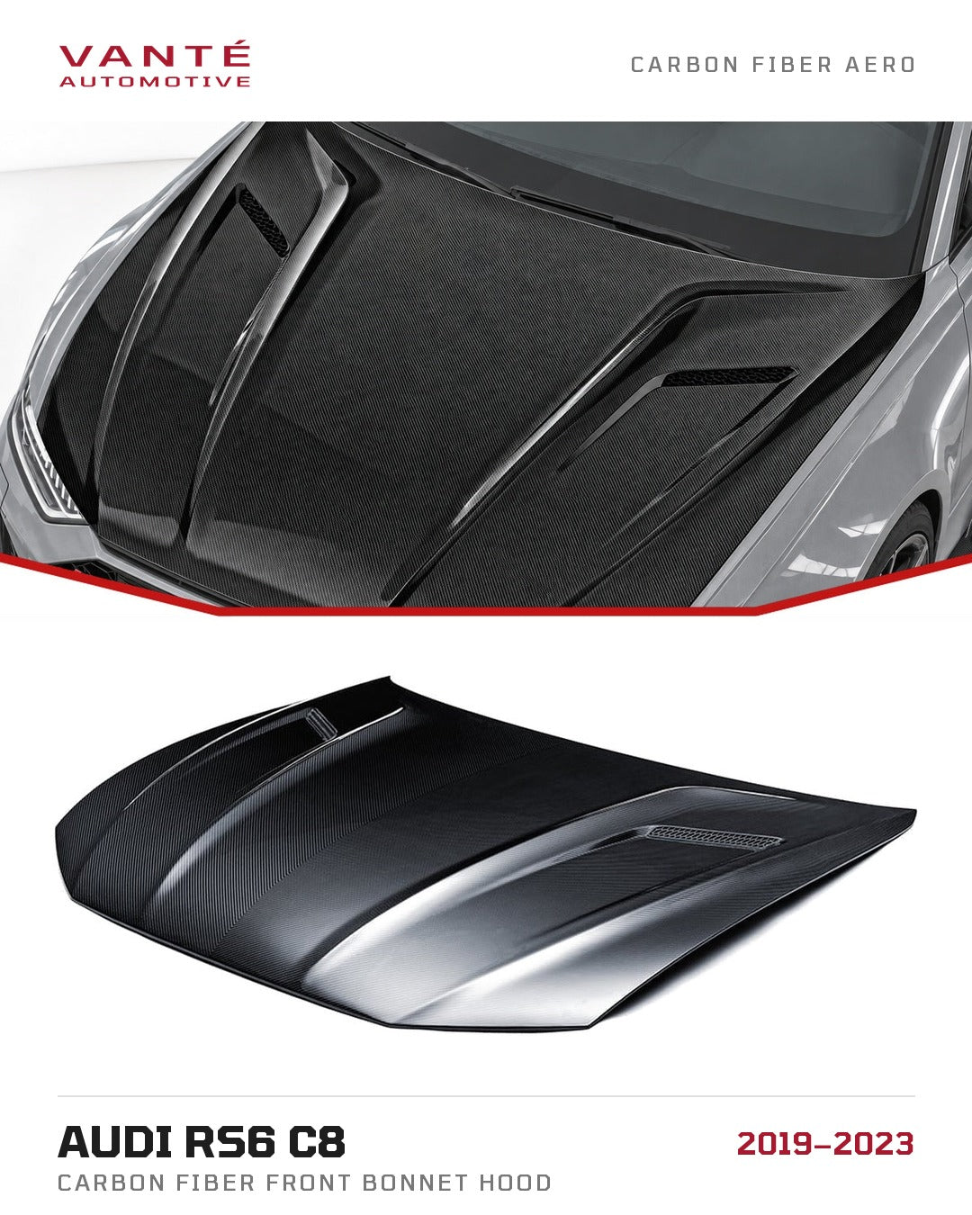 Audi RS6 C8 Carbon Fibre Front Bonnet Hood