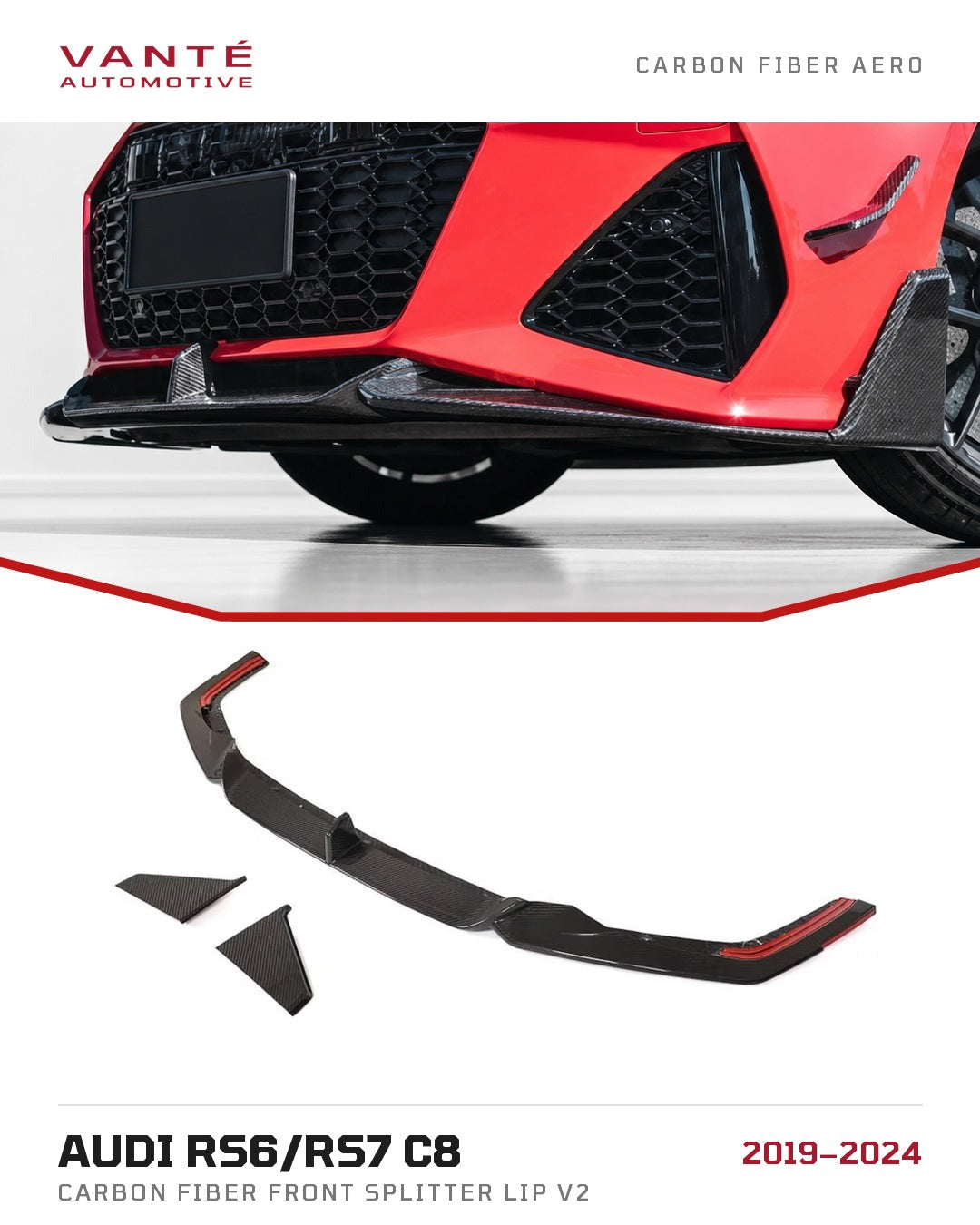 Audi RS6/RS7 C8 Carbon Fibre Front Splitter Lip V2