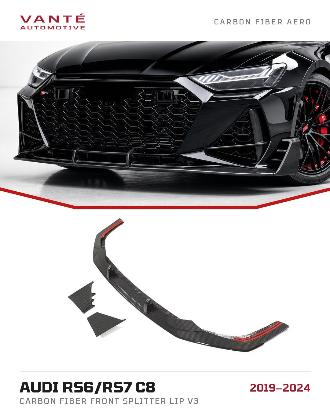 Audi RS6/RS7 C8 Carbon Fibre Front Splitter Lip V3