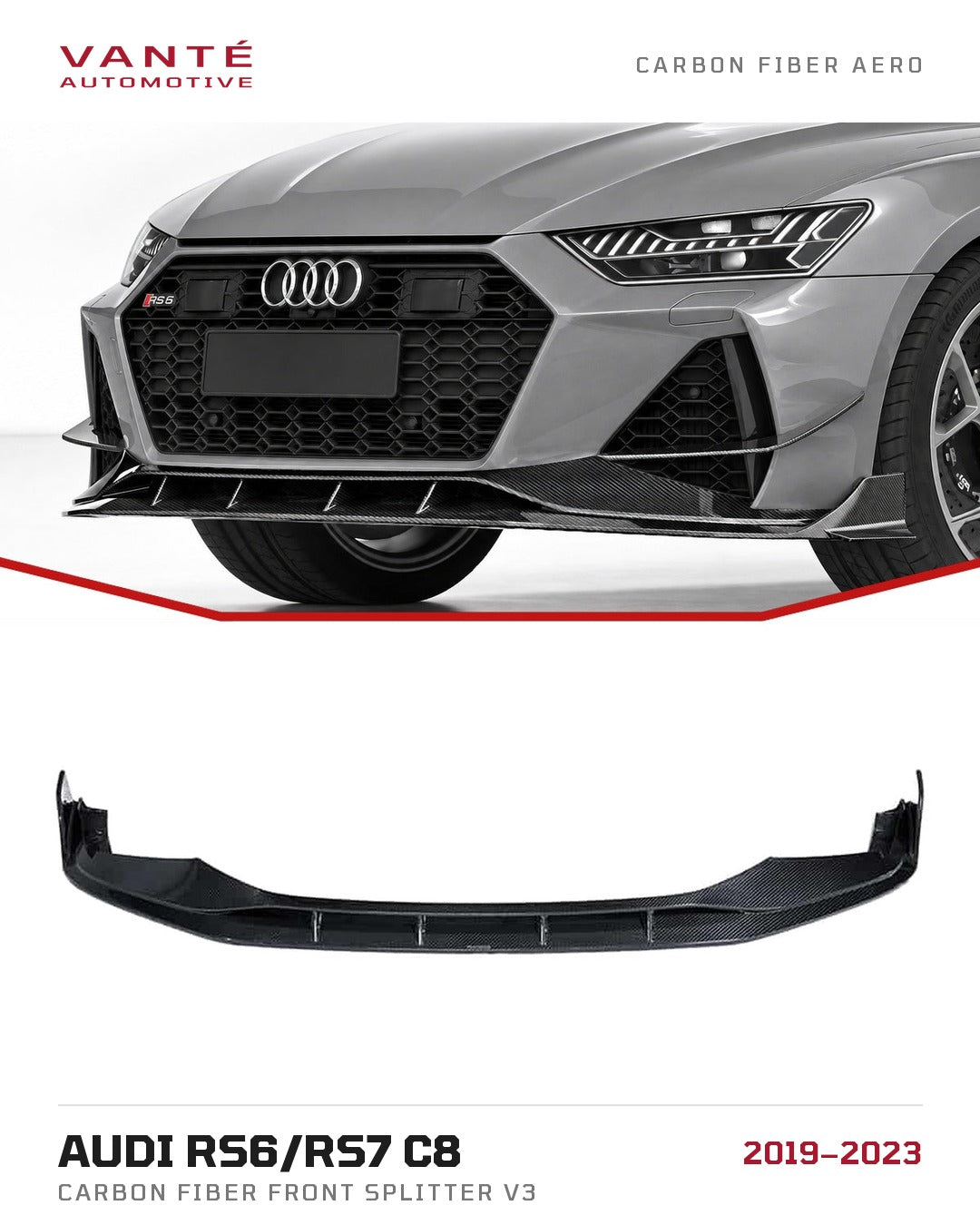 Audi RS6/RS7 C8 Carbon Fibre Front Splitter V3