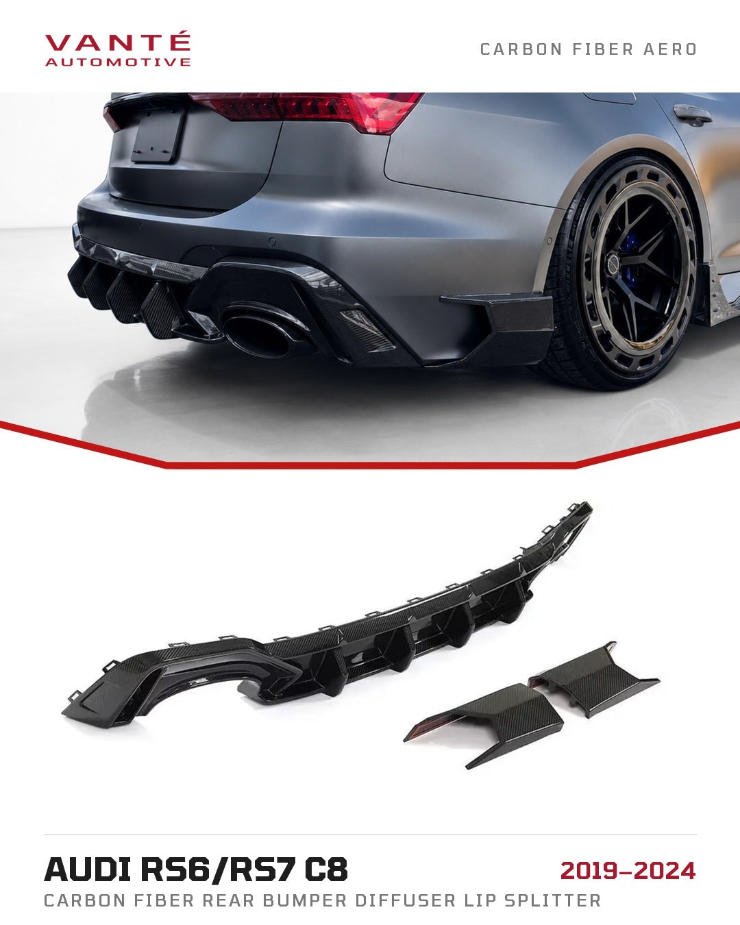 Audi RS6/RS7 C8 Carbon Fibre Rear Bumper Diffuser Lip Splitter
