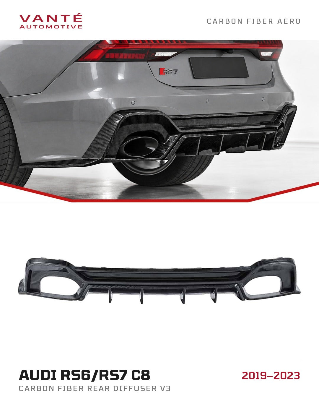 Audi RS6/RS7 C8 Carbon Fibre Rear Diffuser V3